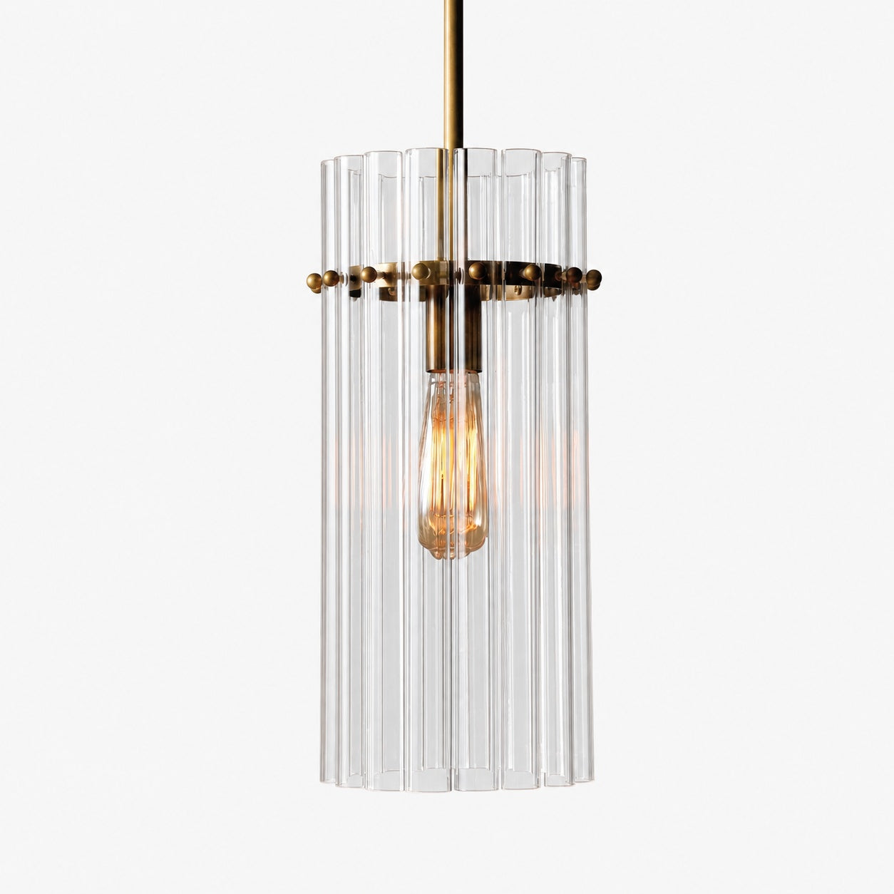 Lumora Crystal Pendant Light – Elegant Tumbled Brass & Cut Glass