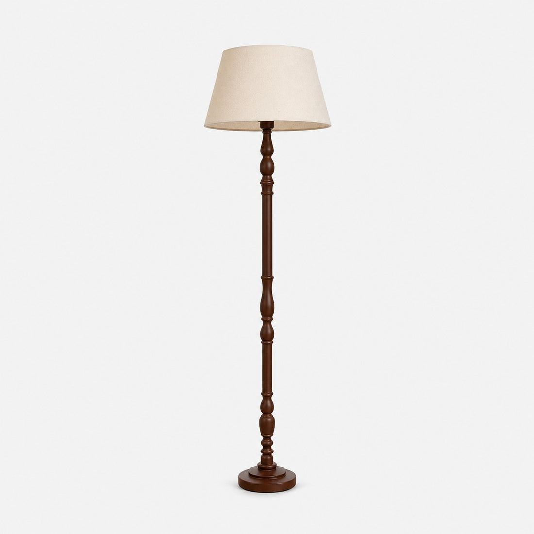 Turned-Wood Floor Lamp with Fabric Shade