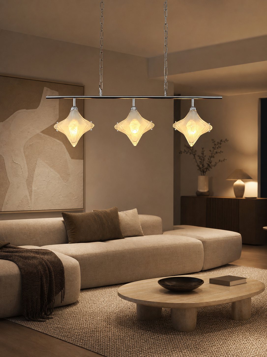 Art Deco Star Linear Pendant Light - Elegant Lighting for Kitchen Island  - Astris Cassiopeia