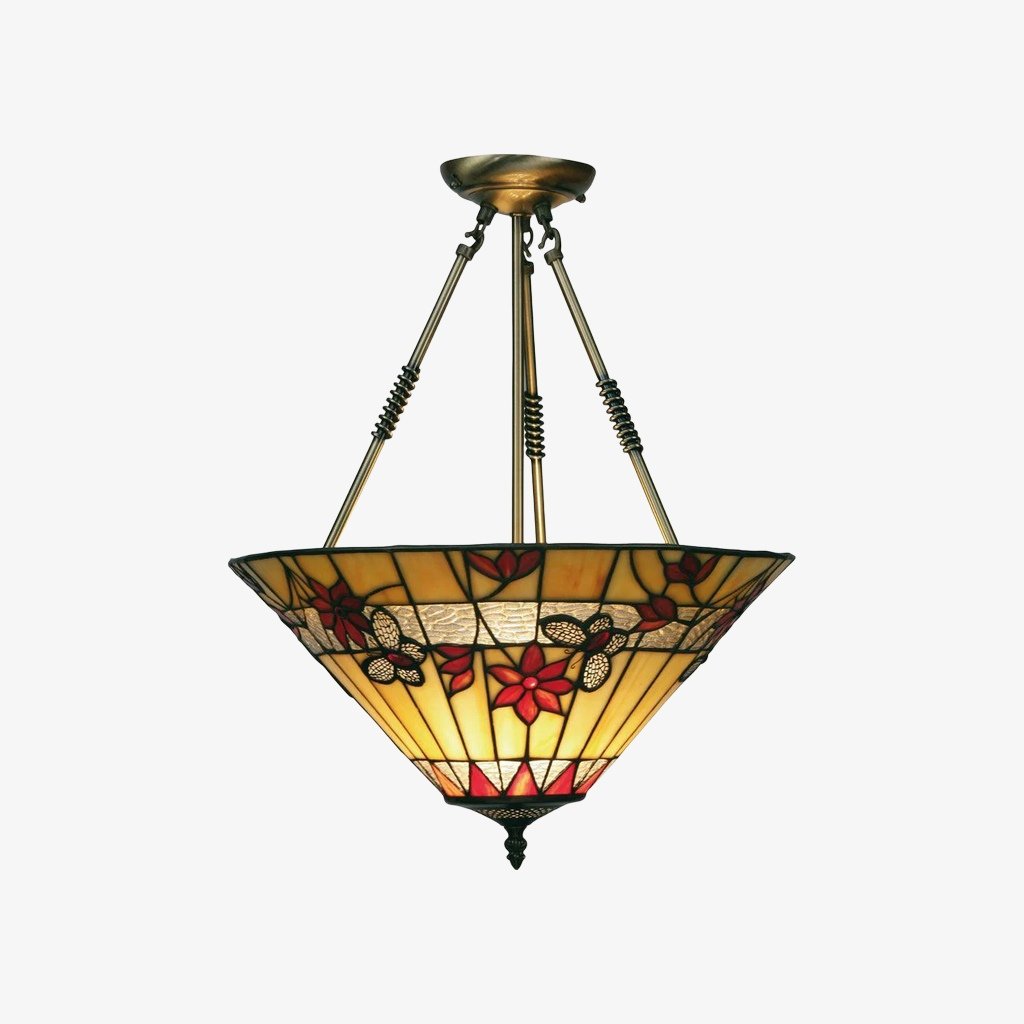 TF Butterfly Pendant Light – Stained Glass Pendant in Art Nouveau Style for Living Room
