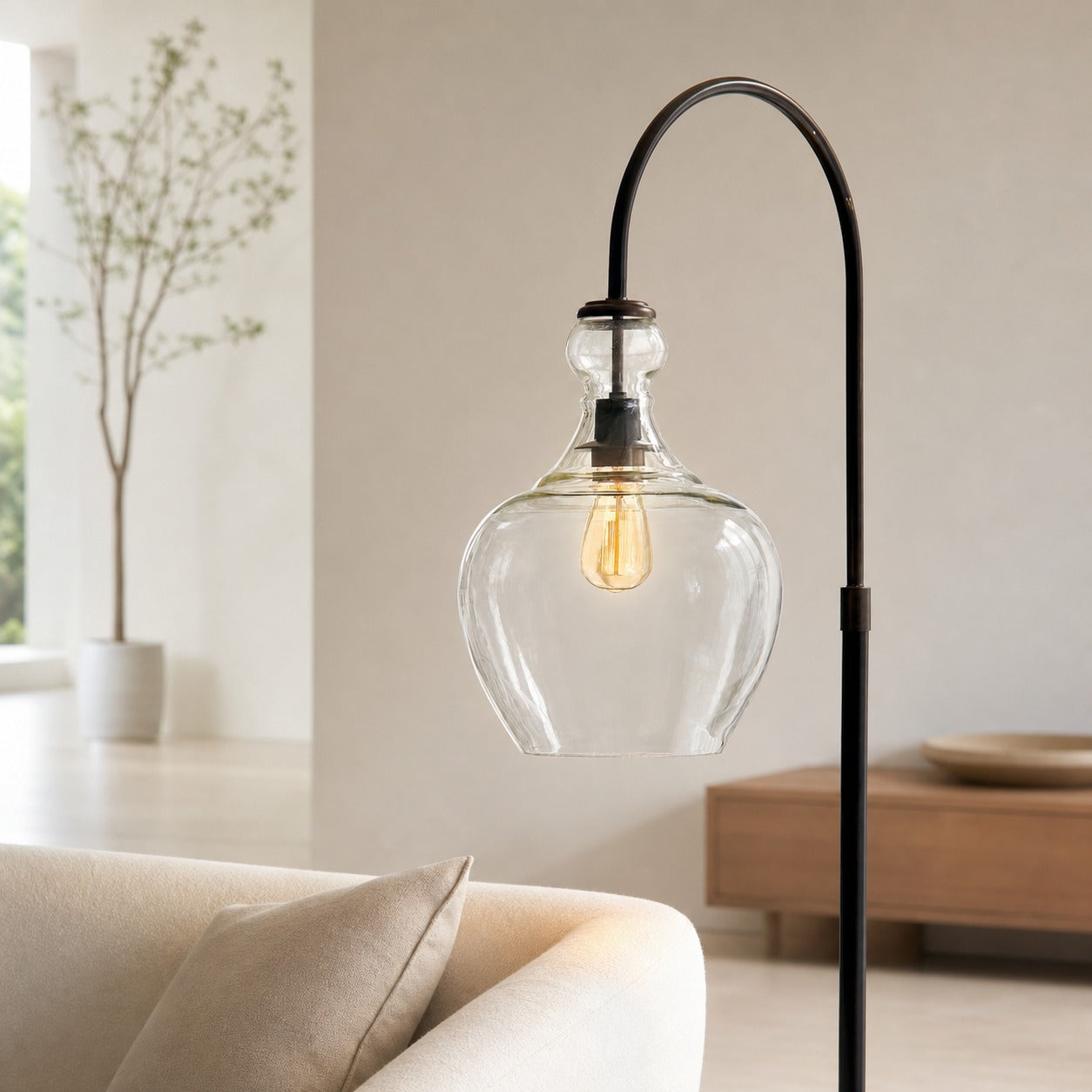 Lawson Recycled Glass Floor Lamp - Unique Brass Finish Aluminum Lighting