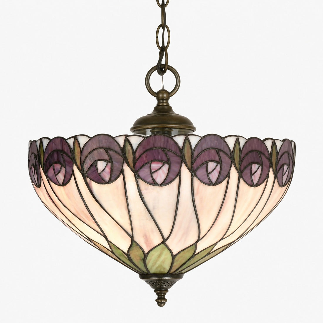 TF Hutchinson Tiffany Ceiling Light with Mackintosh Rose for Living and Dining Rooms