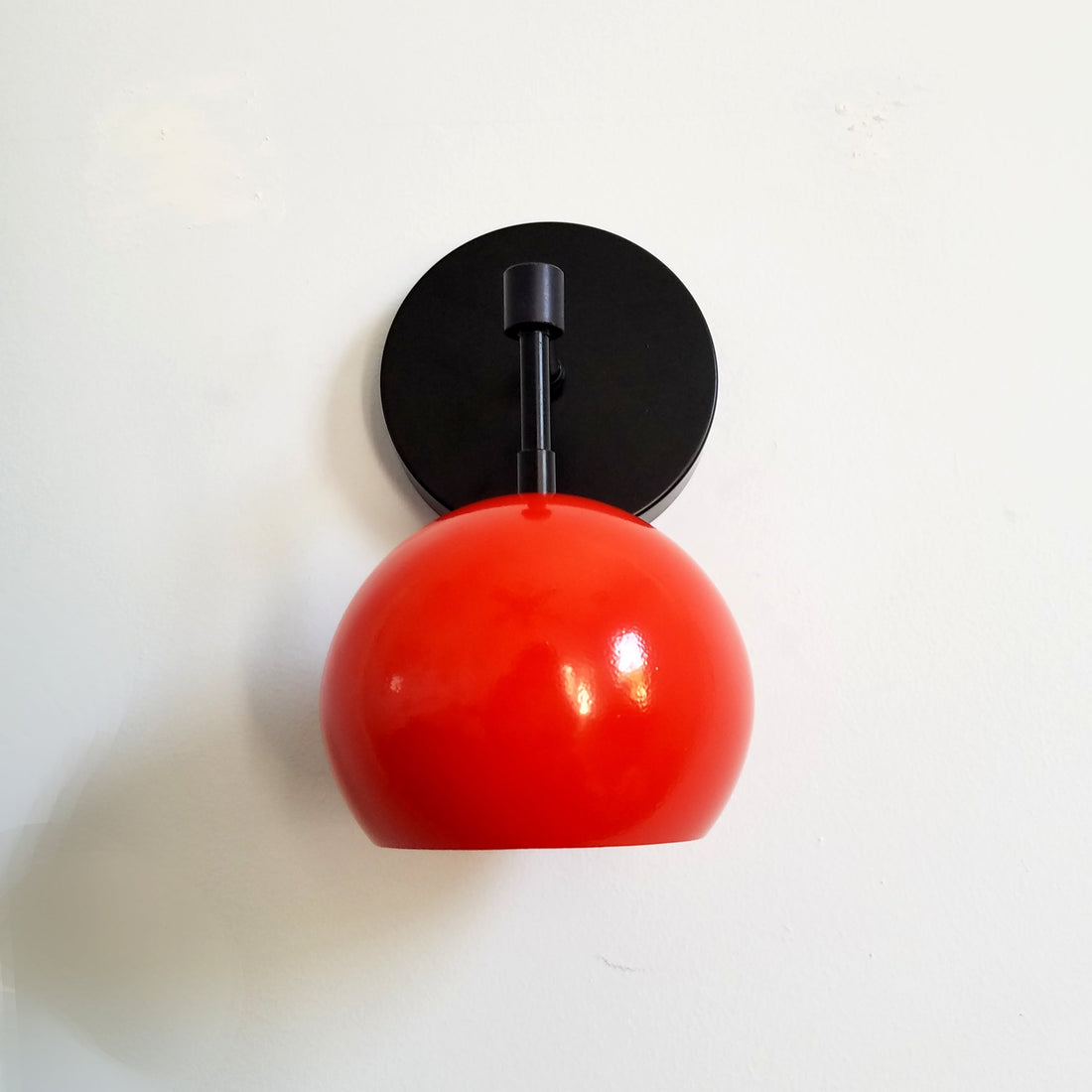Mid Century Flame Orange Globe Wall Sconce - Modern Brass Or Chrome Light