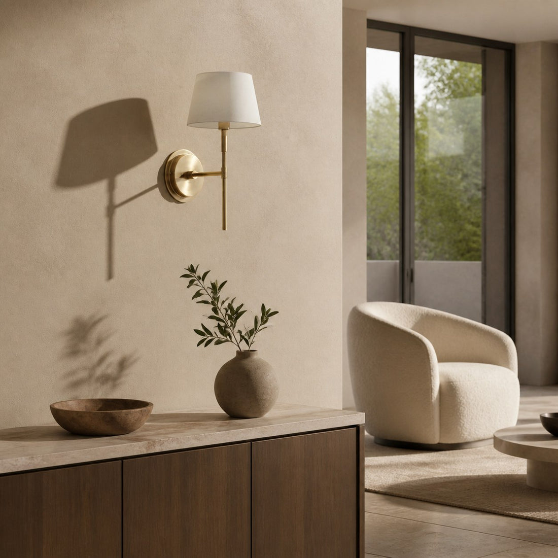 Cremaris Metal Wall Light with Fabric Shade - Timeless Sconce for Interior Lighting
