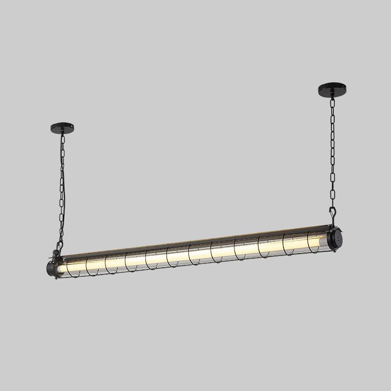 Glass Linearity Chandelier Artisan Clear Cast Iron Metal Sleek Sparkling