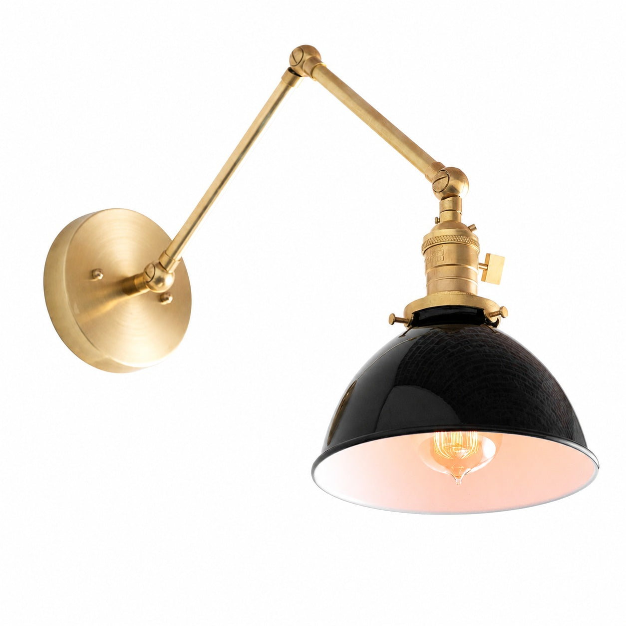 Conique Metal Vintage Industrial Swing Arm Wall Lamp - Adjustable Dome Shade for Study