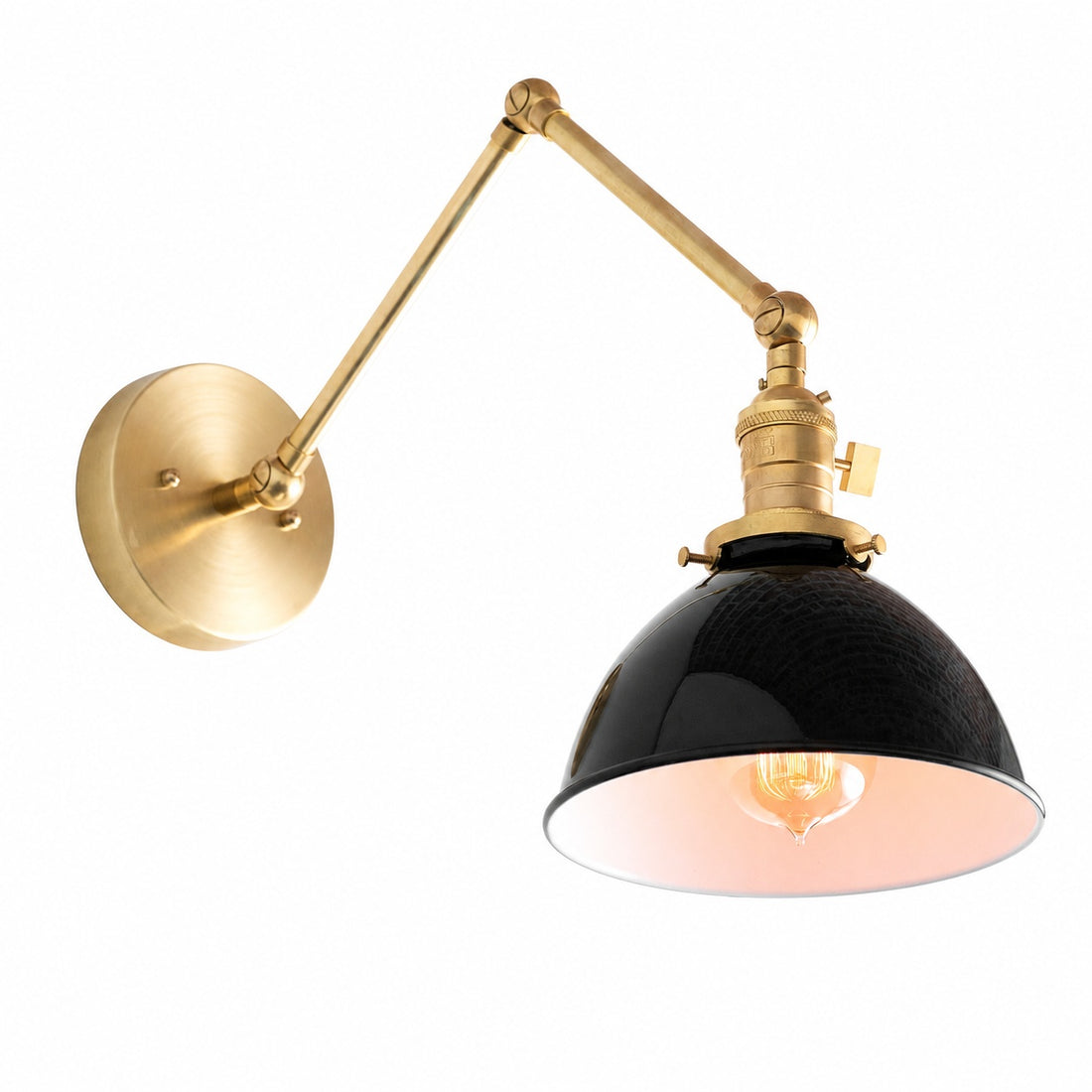 Conique Metal Vintage Industrial Swing Arm Wall Lamp - Adjustable Dome Shade for Study