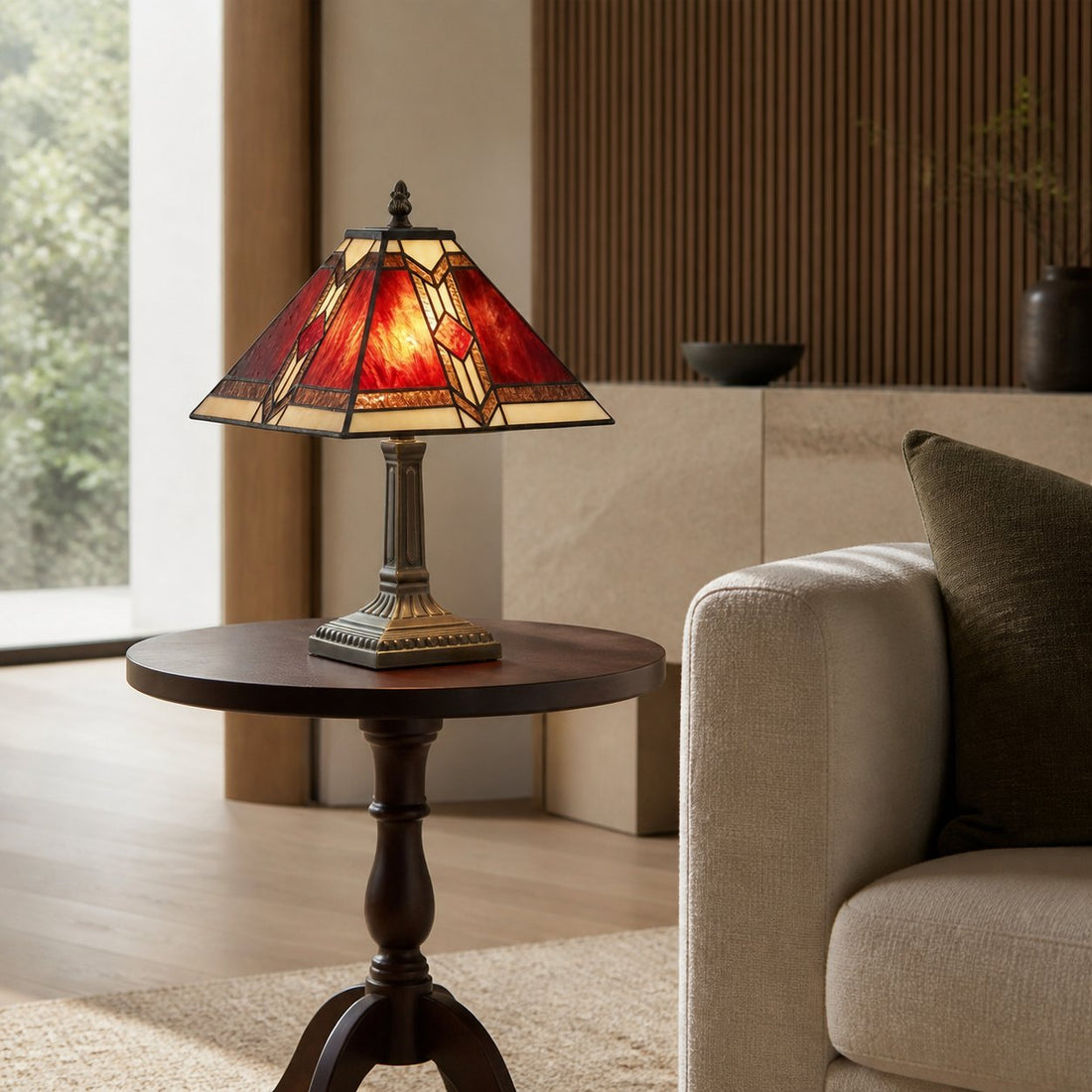 TiffStar Stained Glass Table Lamp – Vintage Style Stained Glass Suitable for Bedrooms and Living Rooms