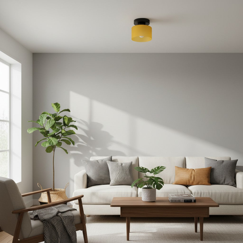 Moriglaze Sculptural Glass Shade Cylinder Ceiling Lamp - Modern Flush Mount Light for Entryway or Living Room