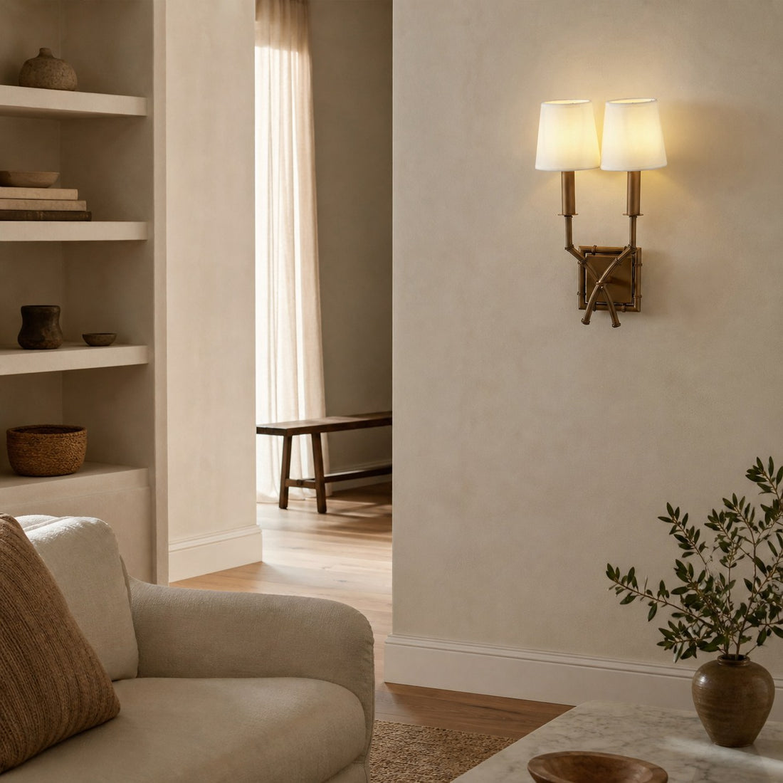 Double Arm Bamboo Sconce