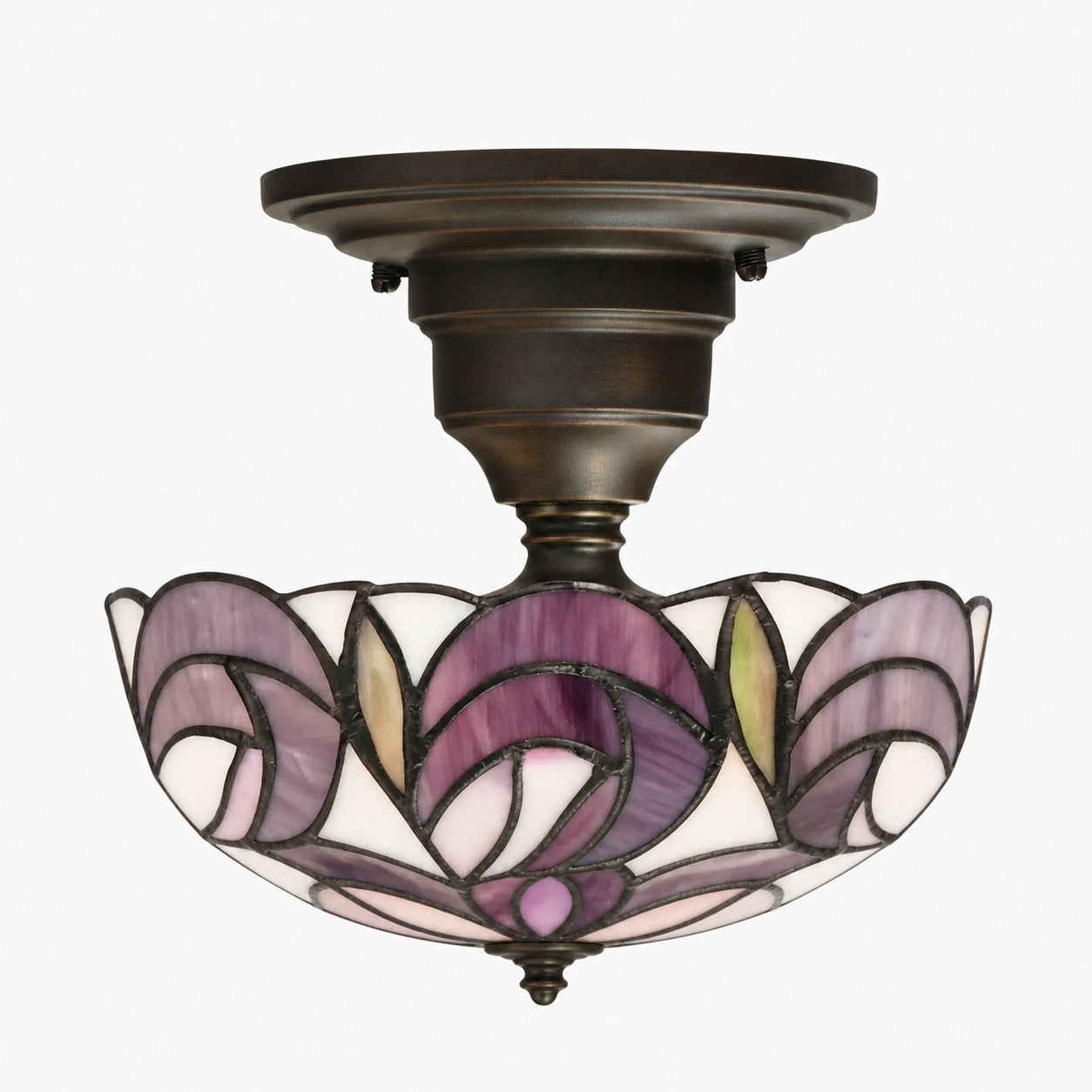 TF Hutchinson Tiffany Ceiling Light with Mackintosh Rose for Living and Dining Rooms