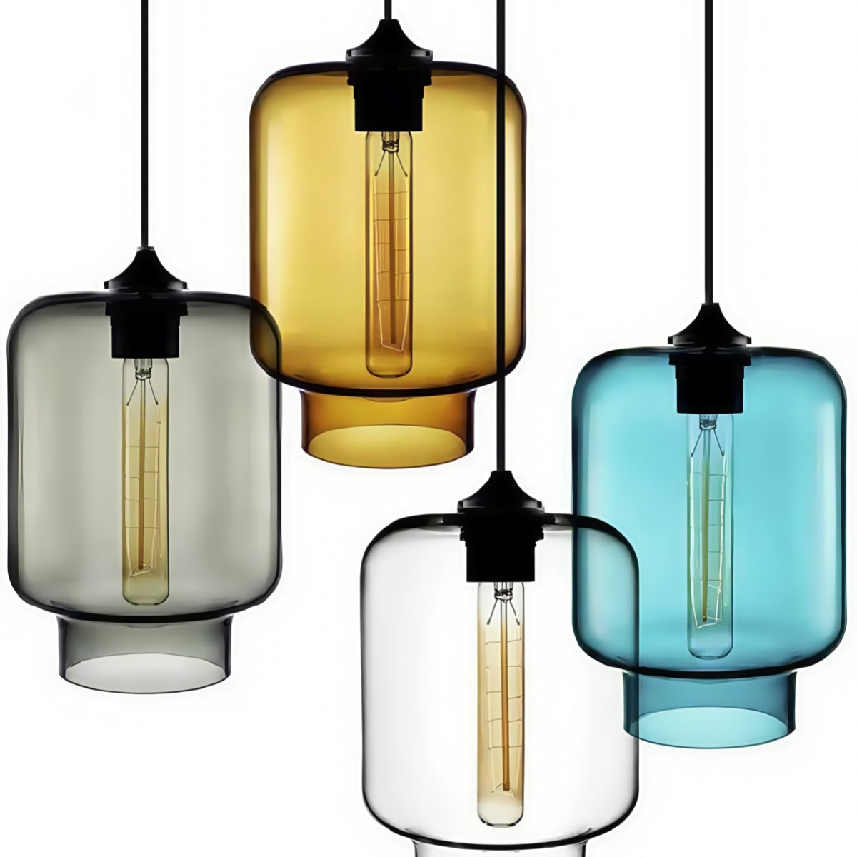 Crystalline Series Pendant Light - Blown Glass Multi Colored Glass Pendant Lamp