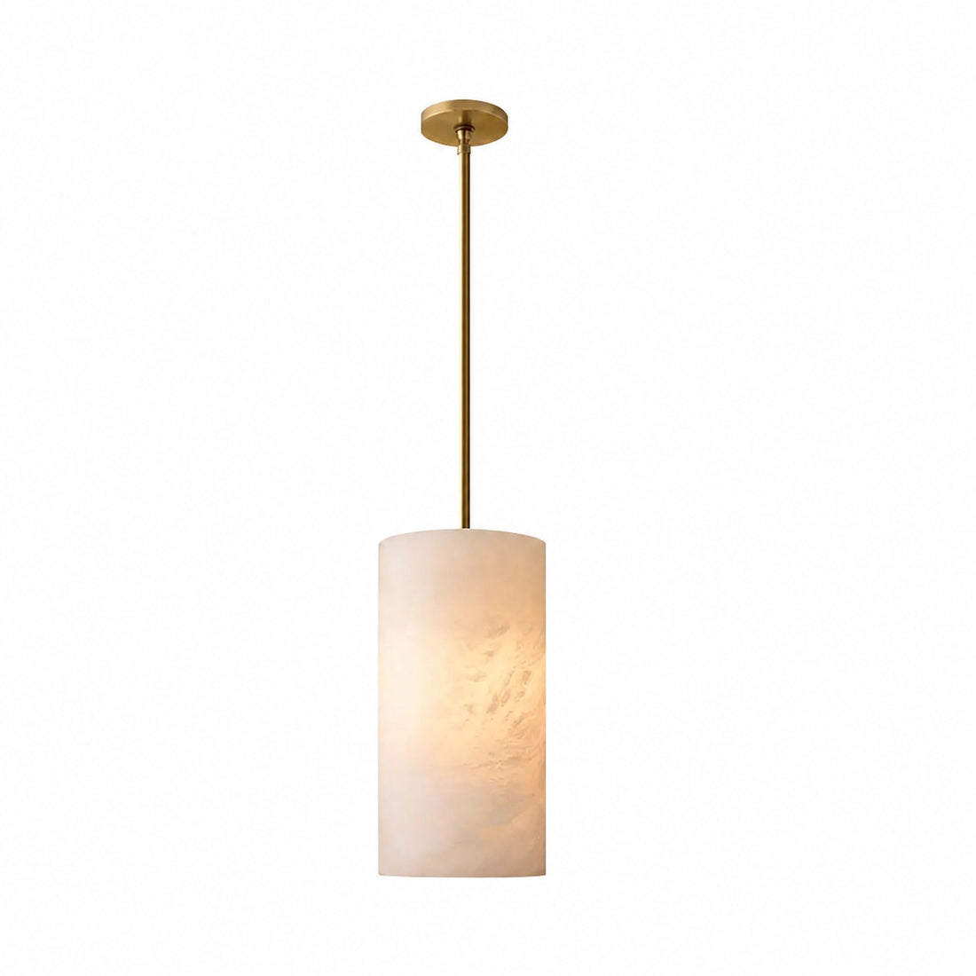 Hand Carved Alabaster Cylinder Pendant Light