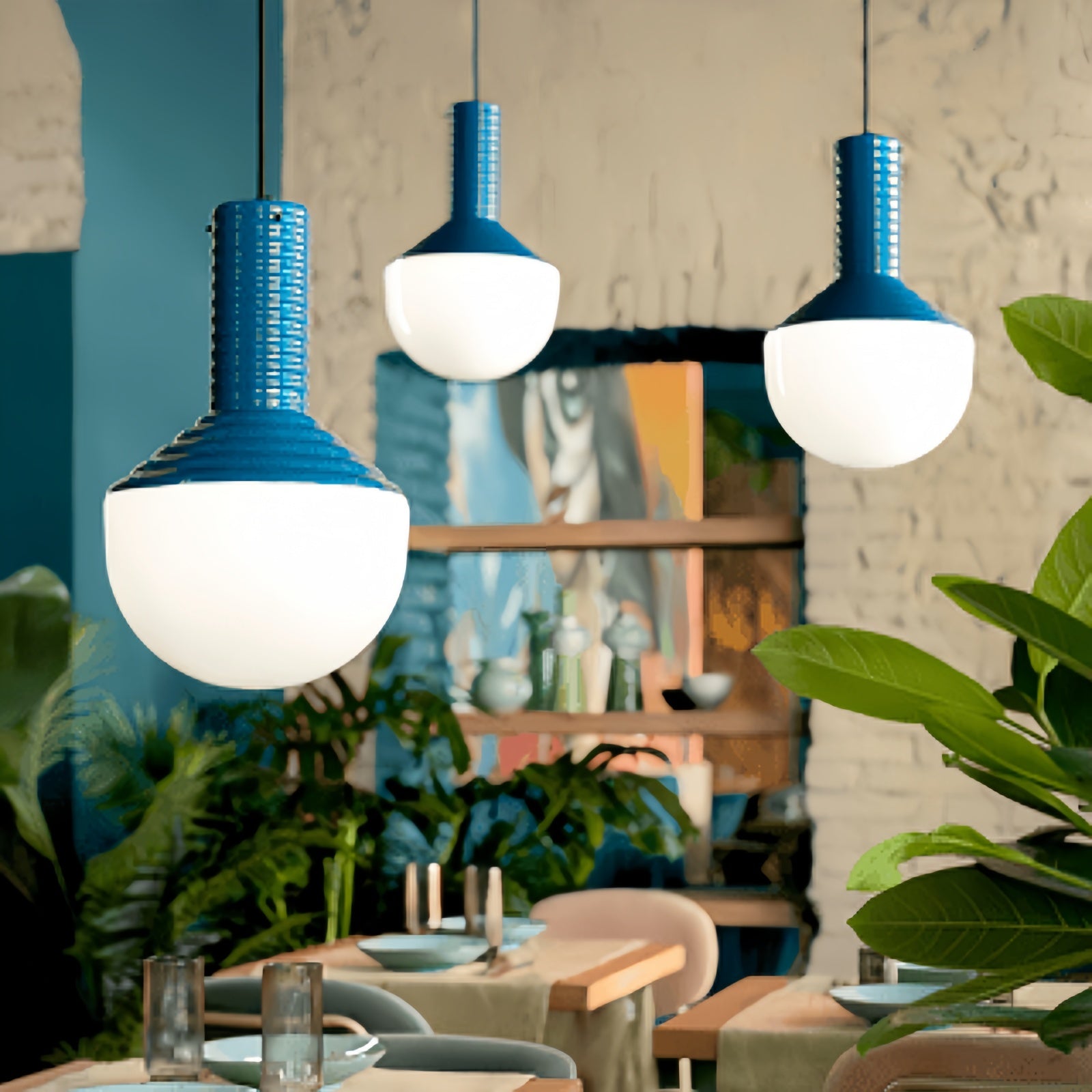 Contemporary Bulb - Shaped Ceramic Pendant Lamp In 4 Colors