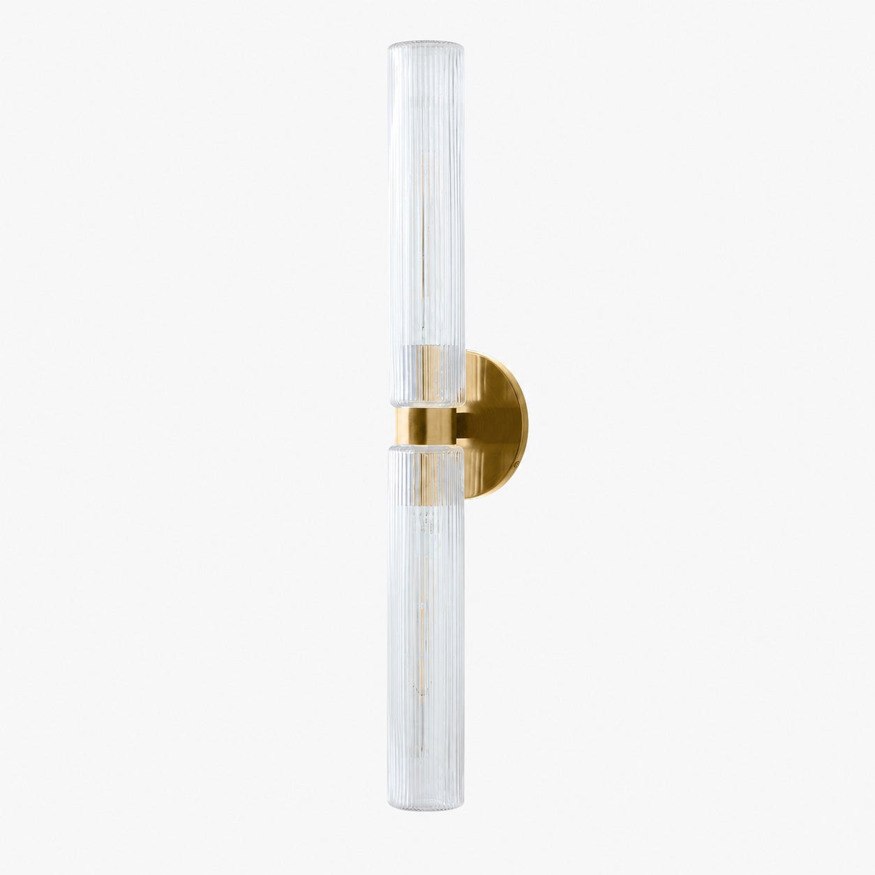 Rivora Modern Fluted Glass Wall Light - Double Short Indoor Outdoor Sconce