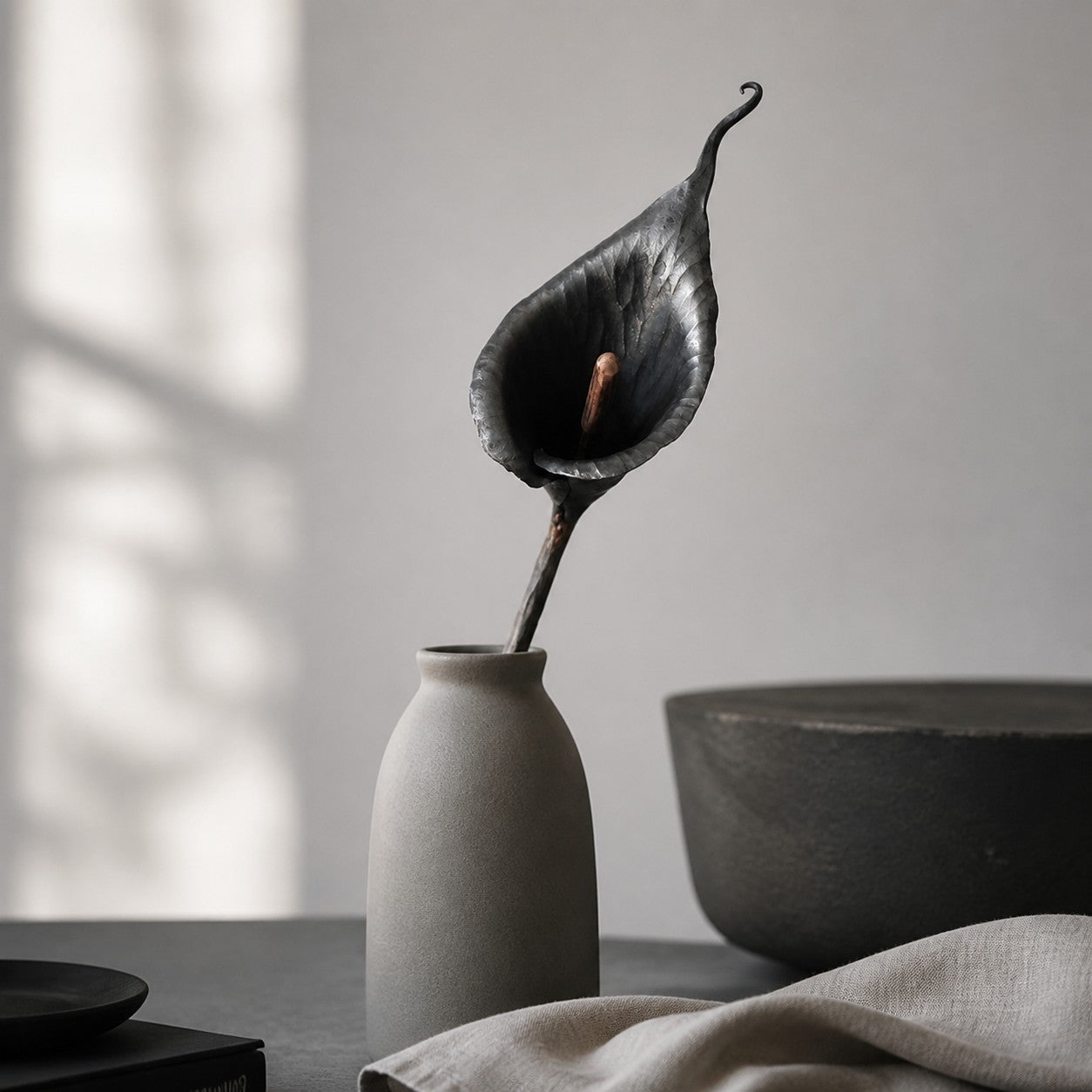 Hand-Forged Iron Calla Lily Stem Decor