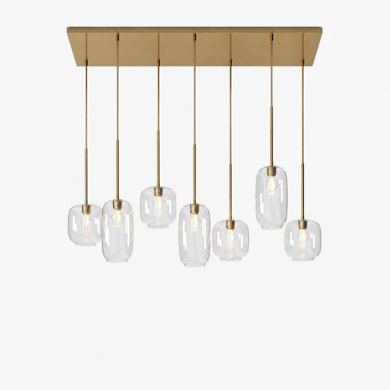 Lumivelle Sculptural 7-Light Chandelier – Adjustable Height Modern Glass Pendant