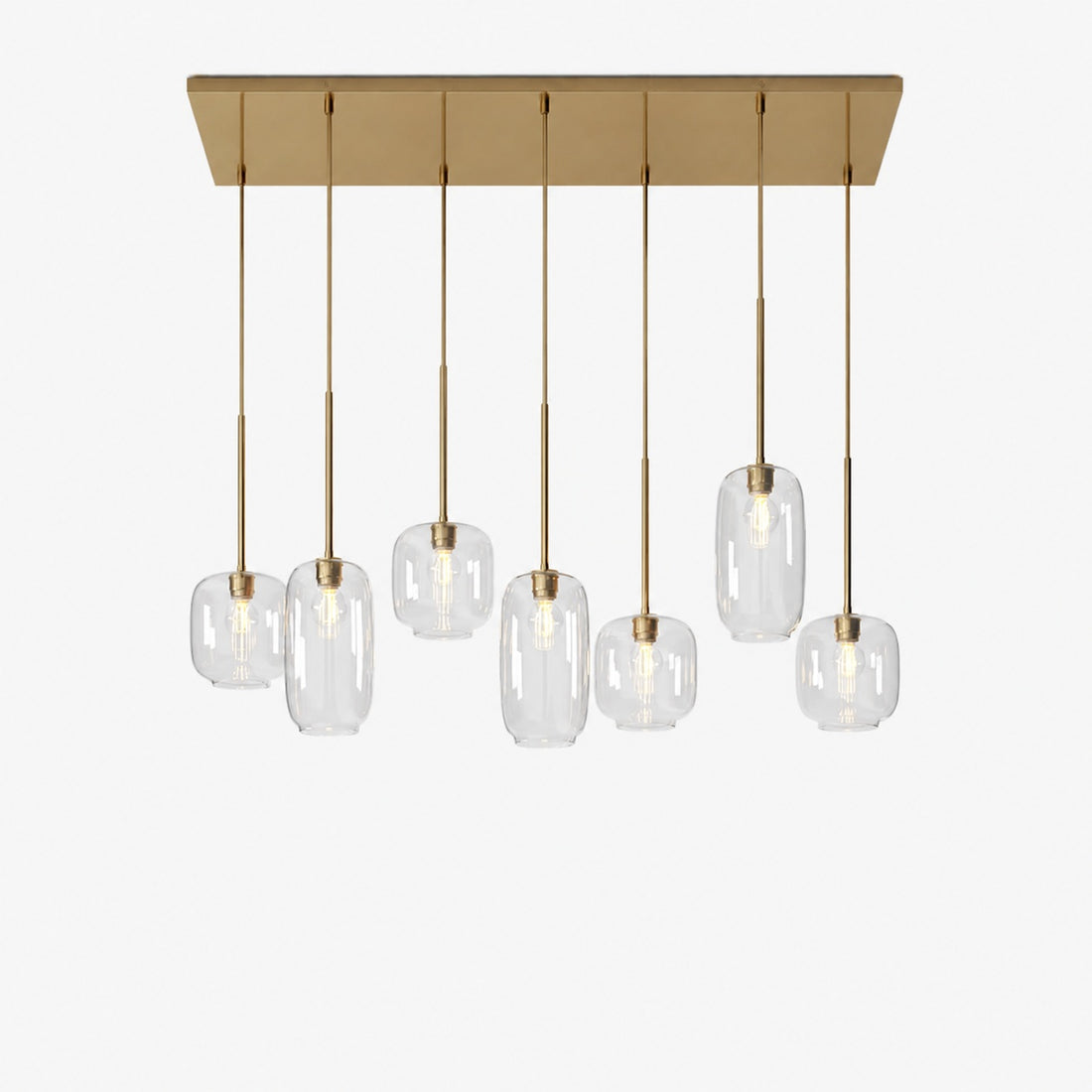 Lumivelle Sculptural 7-Light Chandelier – Adjustable Height Modern Glass Pendant