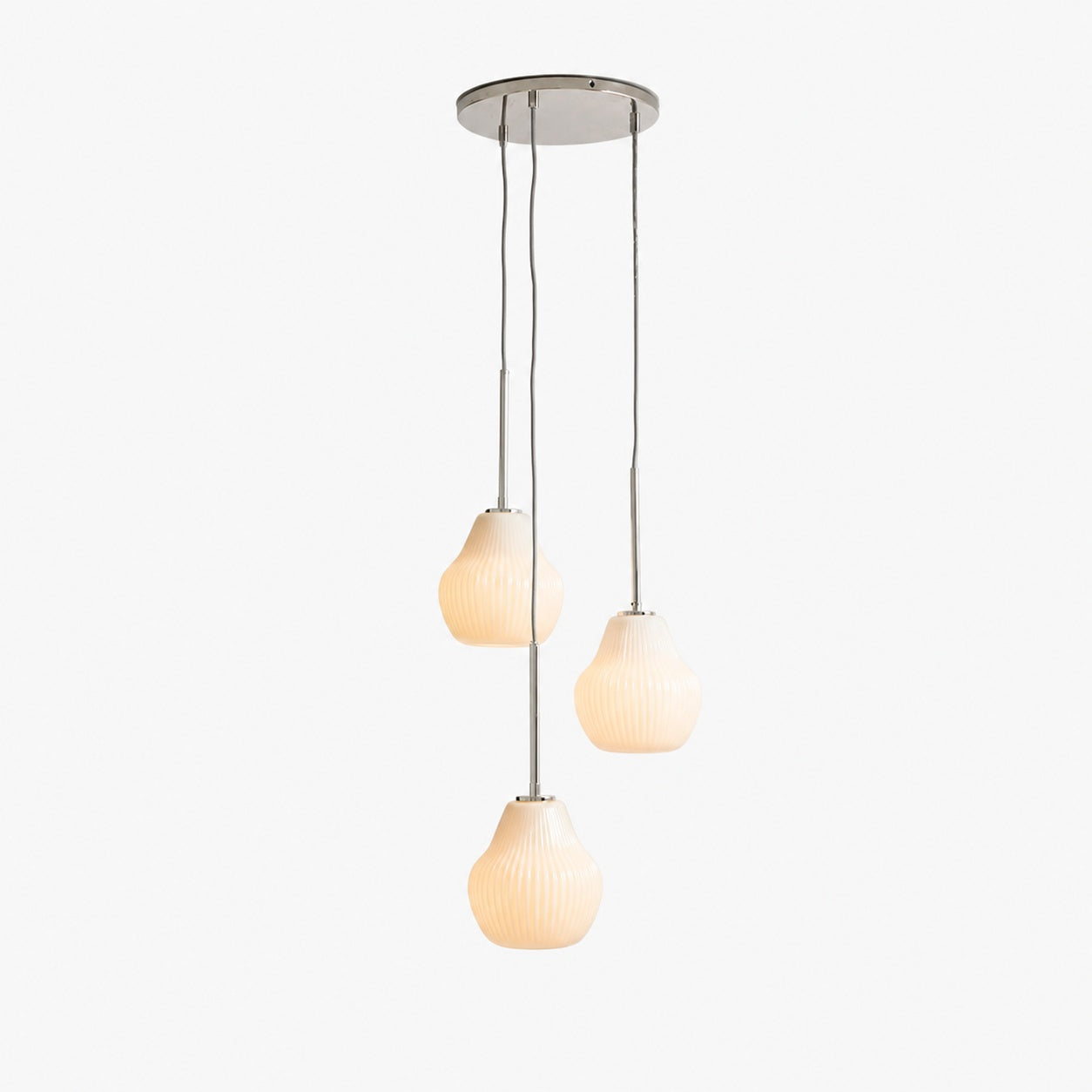 Rivrona Ribbed Glass 3-Light Chandelier - Sculptural Modern Lighting for Home
