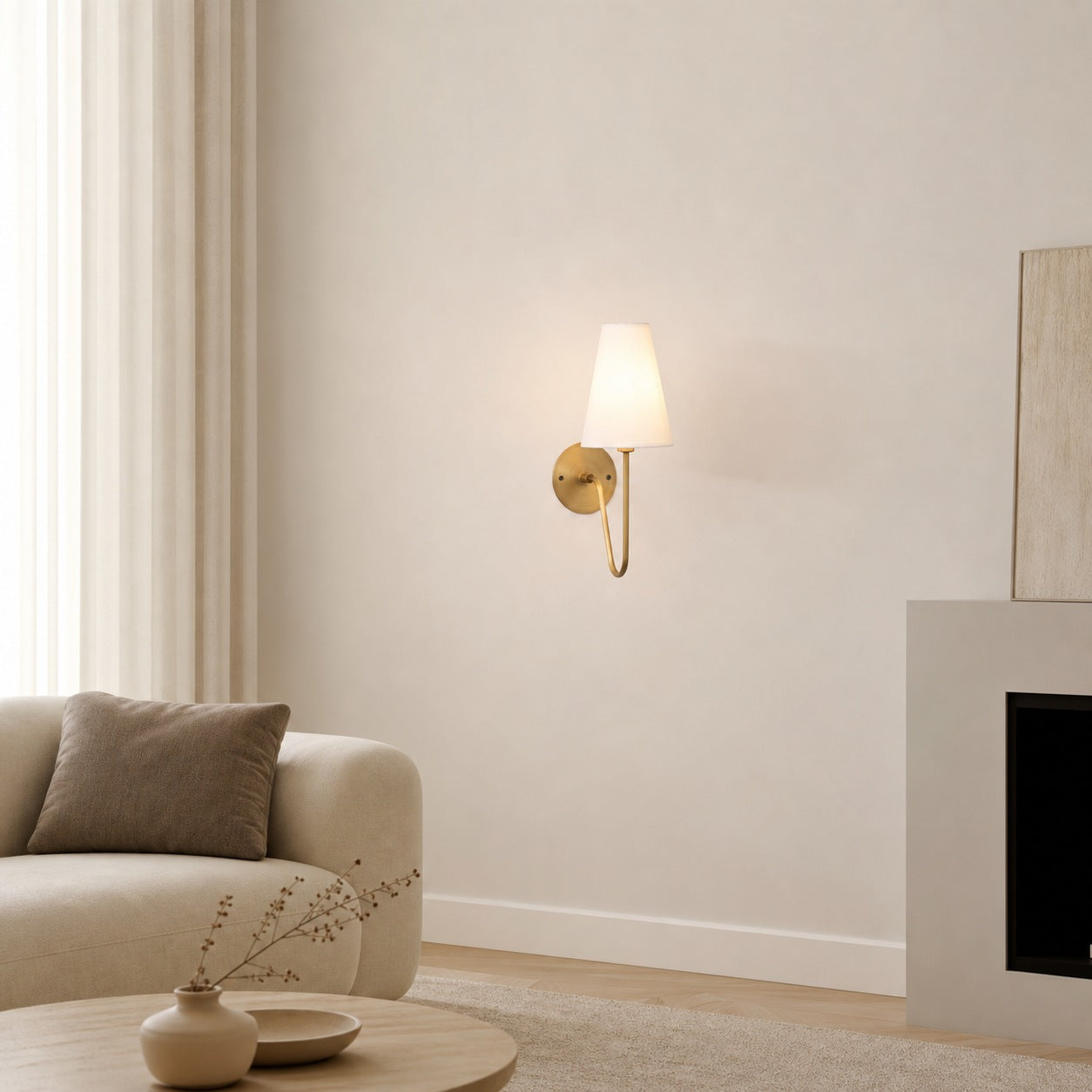 Organic Glass Scoop Wall Light – Minimalist Modern Decorative Ambient Sconce for Living Room