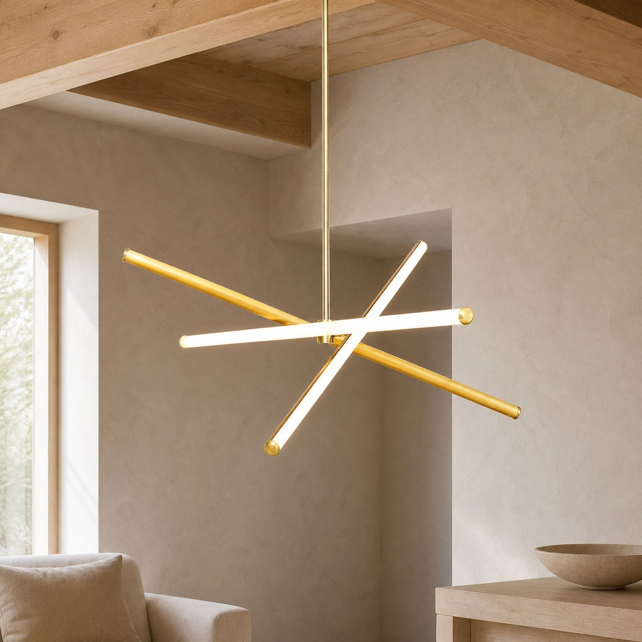 Voro Minimalist Chrome Light Rods - LED Semi-Flush Mount Ceiling Light
