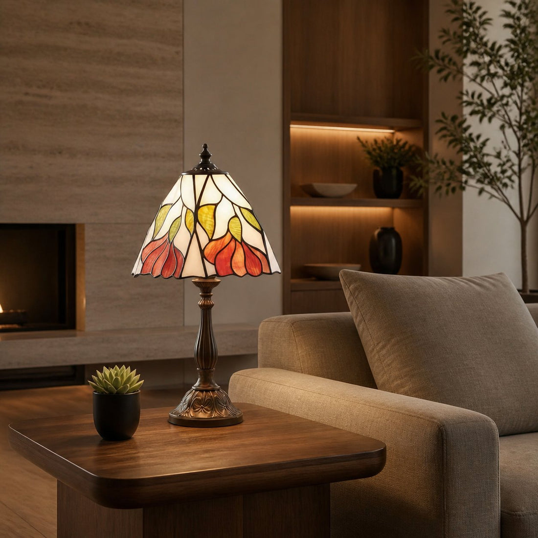 TF Botanica Decorative Table Lamp – Colourful Floral Glass Lamp for Cozy Interiors
