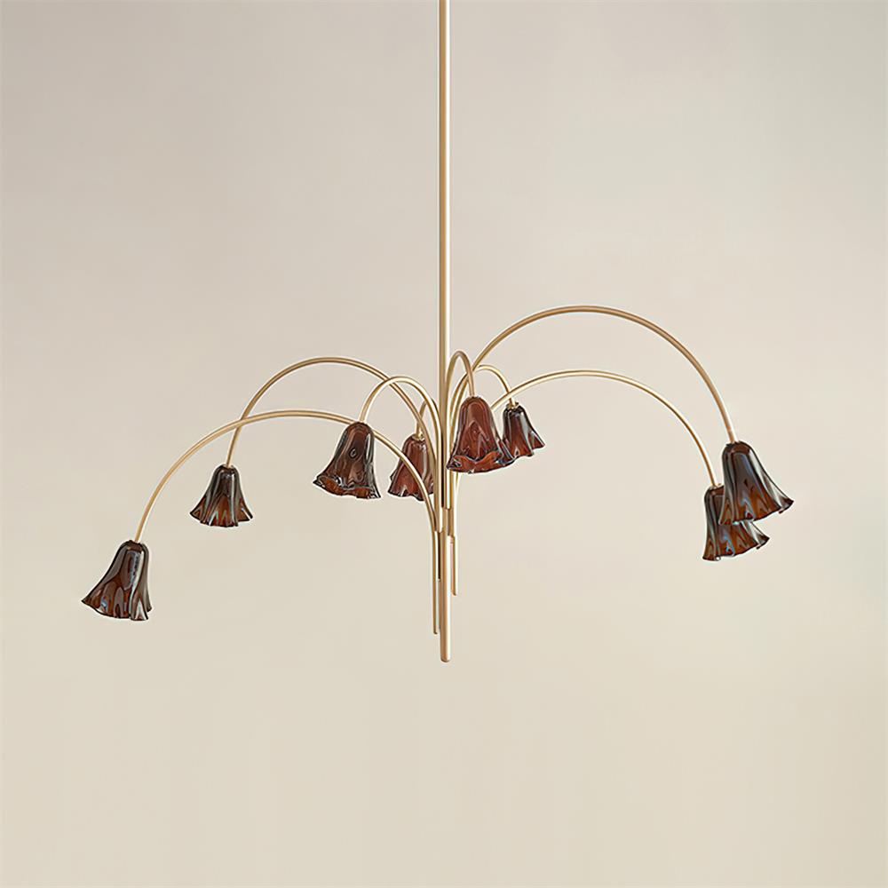 Bellina Modern Romantic Chandelier - Botanical Lily Design with Glass Flowers