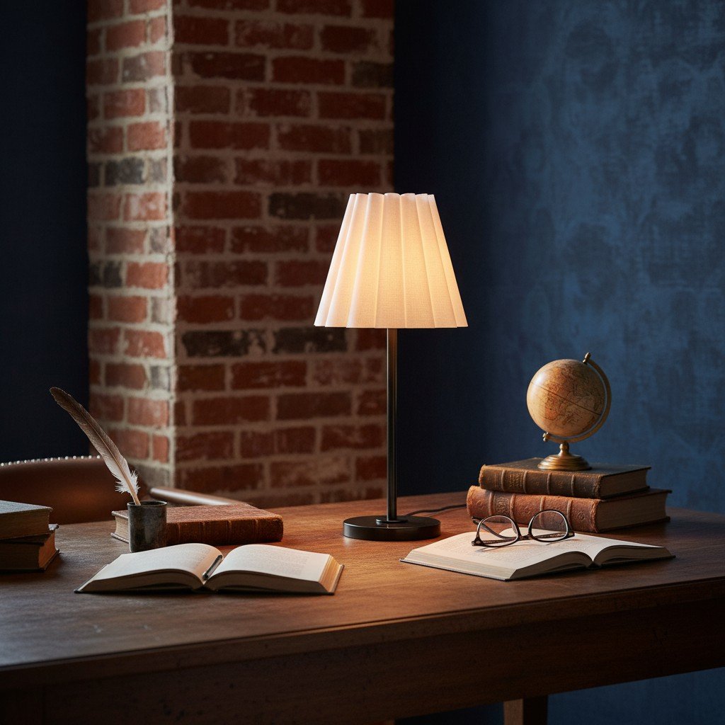 Ruffmeto Transitional Slim Table Lamp – Sculptural Shade Lighting for Living Room or Bedroom