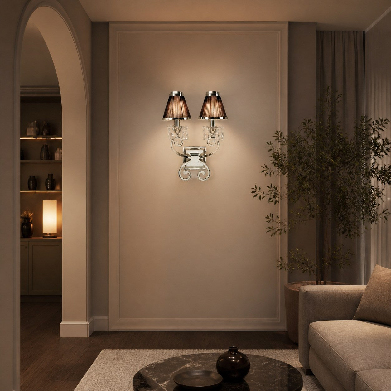 Talonis Luxury Crystal Wall Sconce – Chrome Finish Frame for Bedrooms and Home Décor