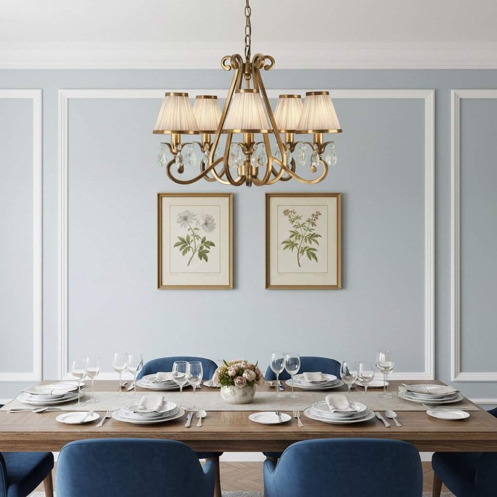 Talonis Multi-light Fabric Chandelier - Elegant Metal Curved Arms for Dining and Living