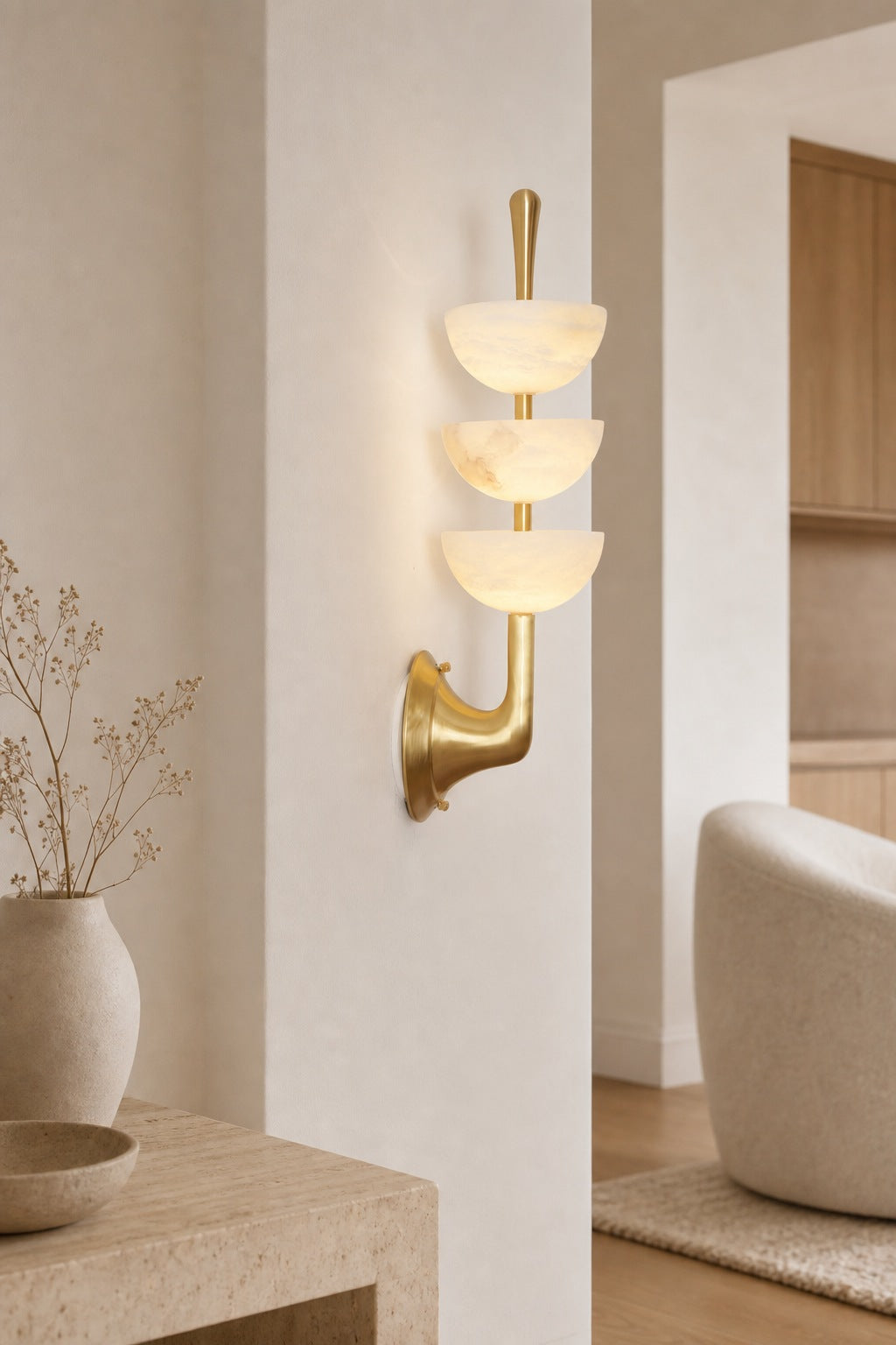 Triple Alabaster Wall Lamp