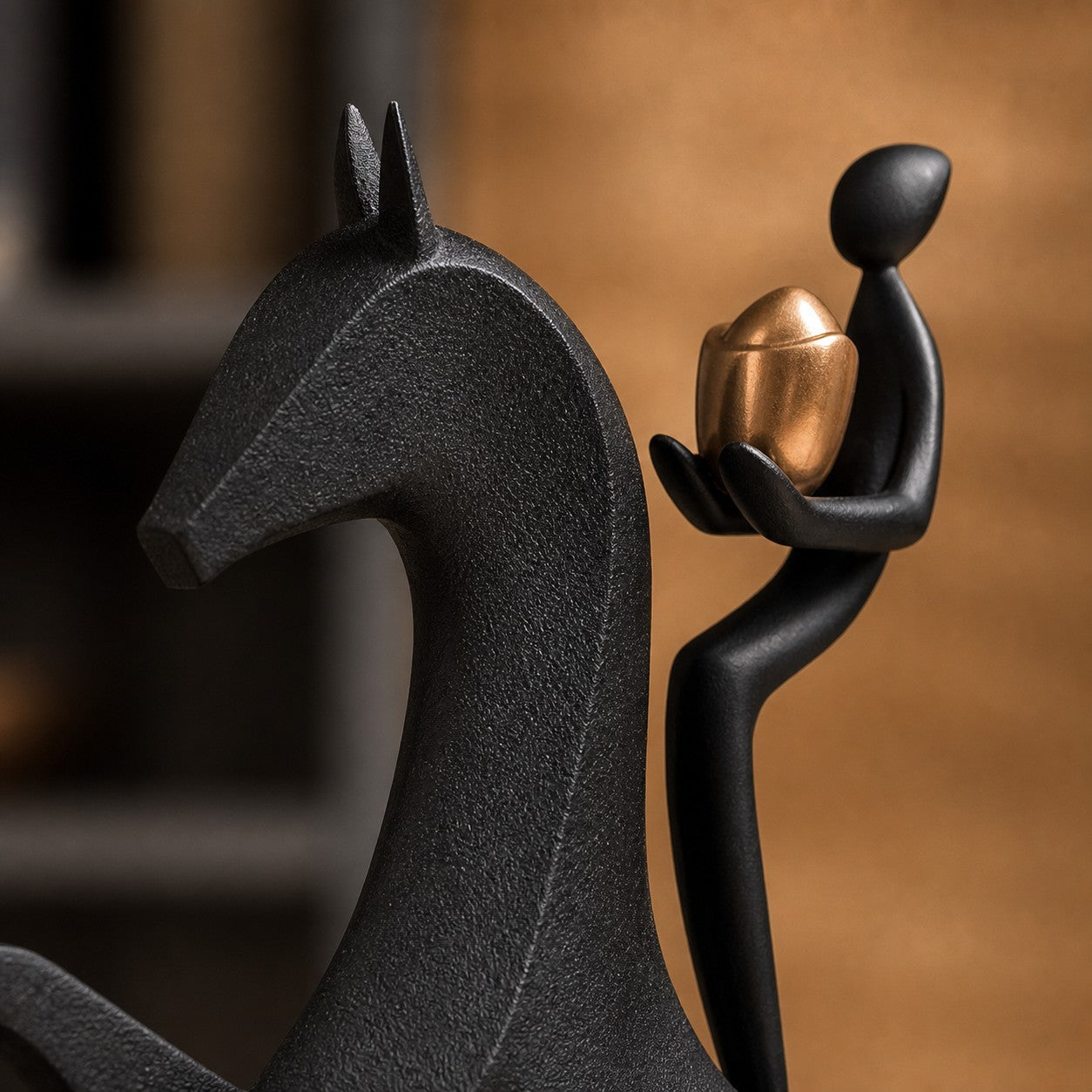Equora cast horse and girl sculpture detail