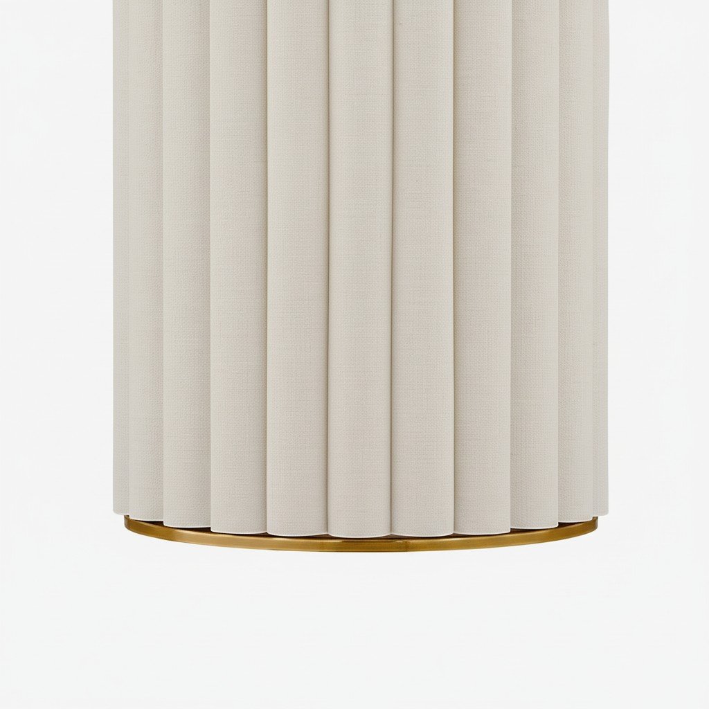 Duova Scalloped Wall Lamp - Antique Brass with Linen Fabric Suitable for Living Room and Bedroom