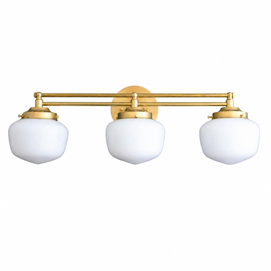 Opalume Glass Art Deco Vanity Light - Bathroom Wall Sconce with White Glass Shades