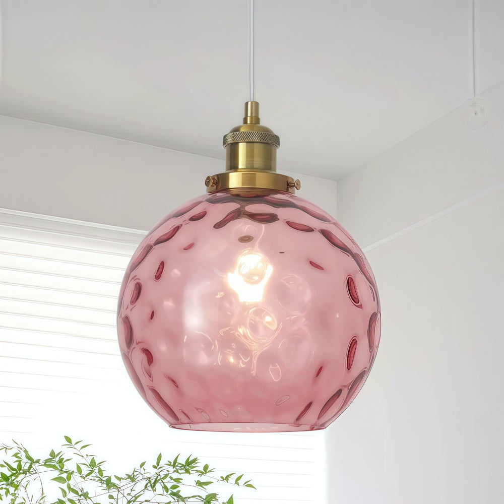 Single Hammered Glass Globe Pendant Light