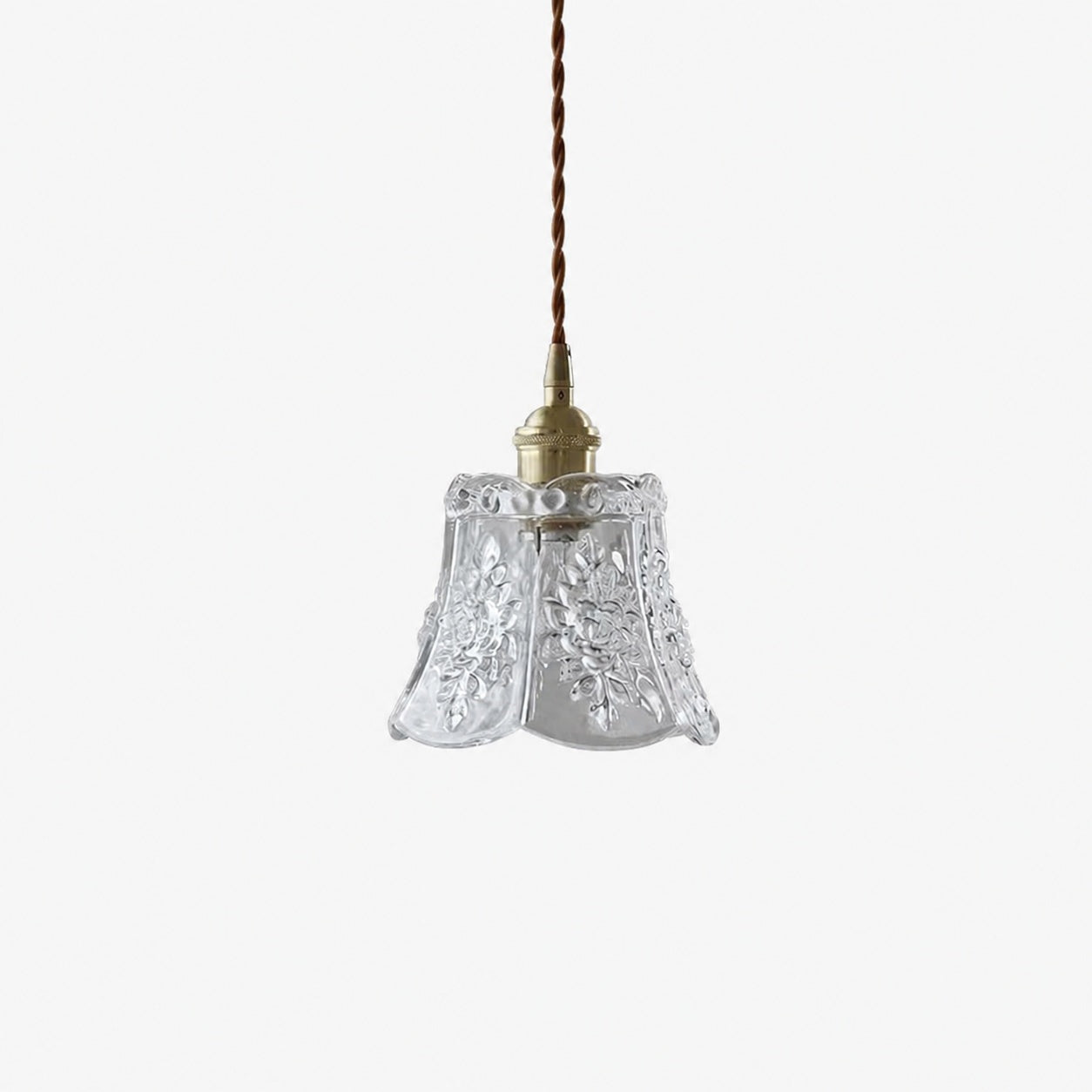 Traditional Japanese Brass Walnut Glass Ceramic Cylinder Conic Flower Bowl 1-Light Pendant Light For Dining Room