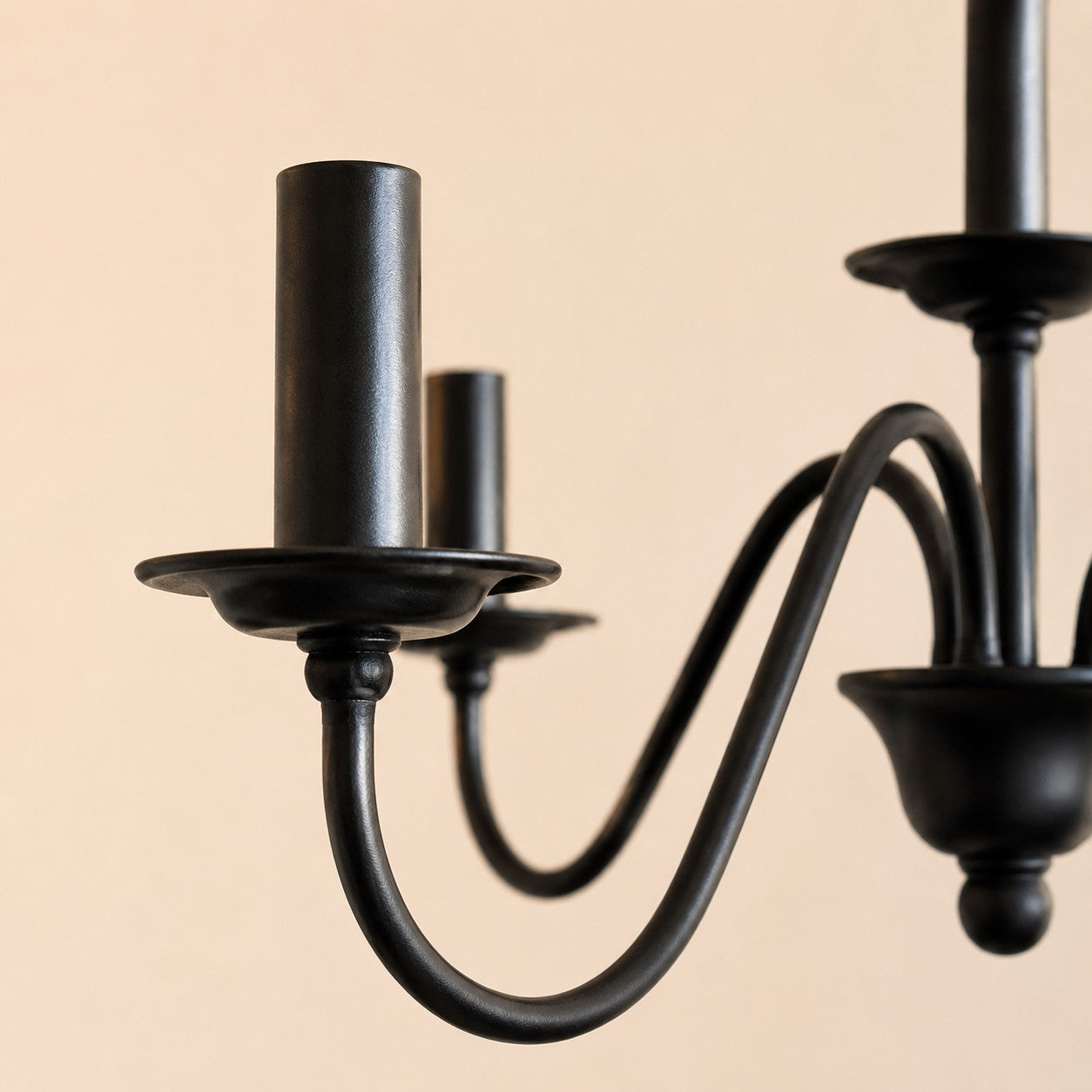 Vintage Black Iron Candle-Style Chandelier
