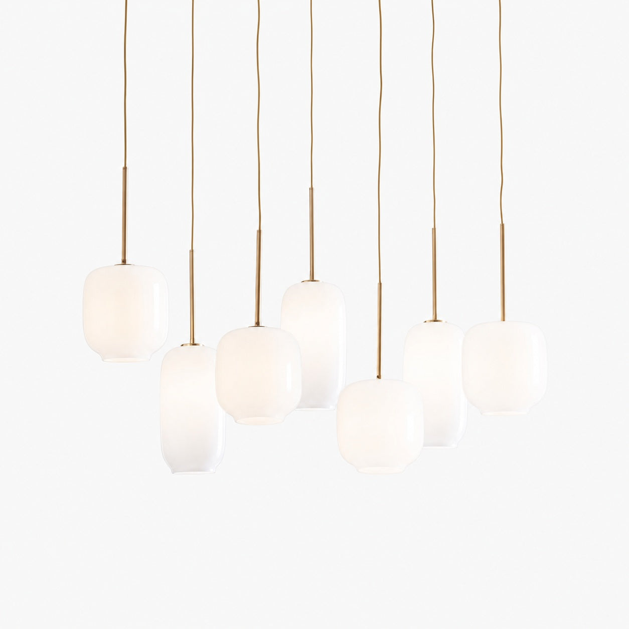 Lumivelle Sculptural 7-Light Chandelier – Adjustable Height Modern Glass Pendant