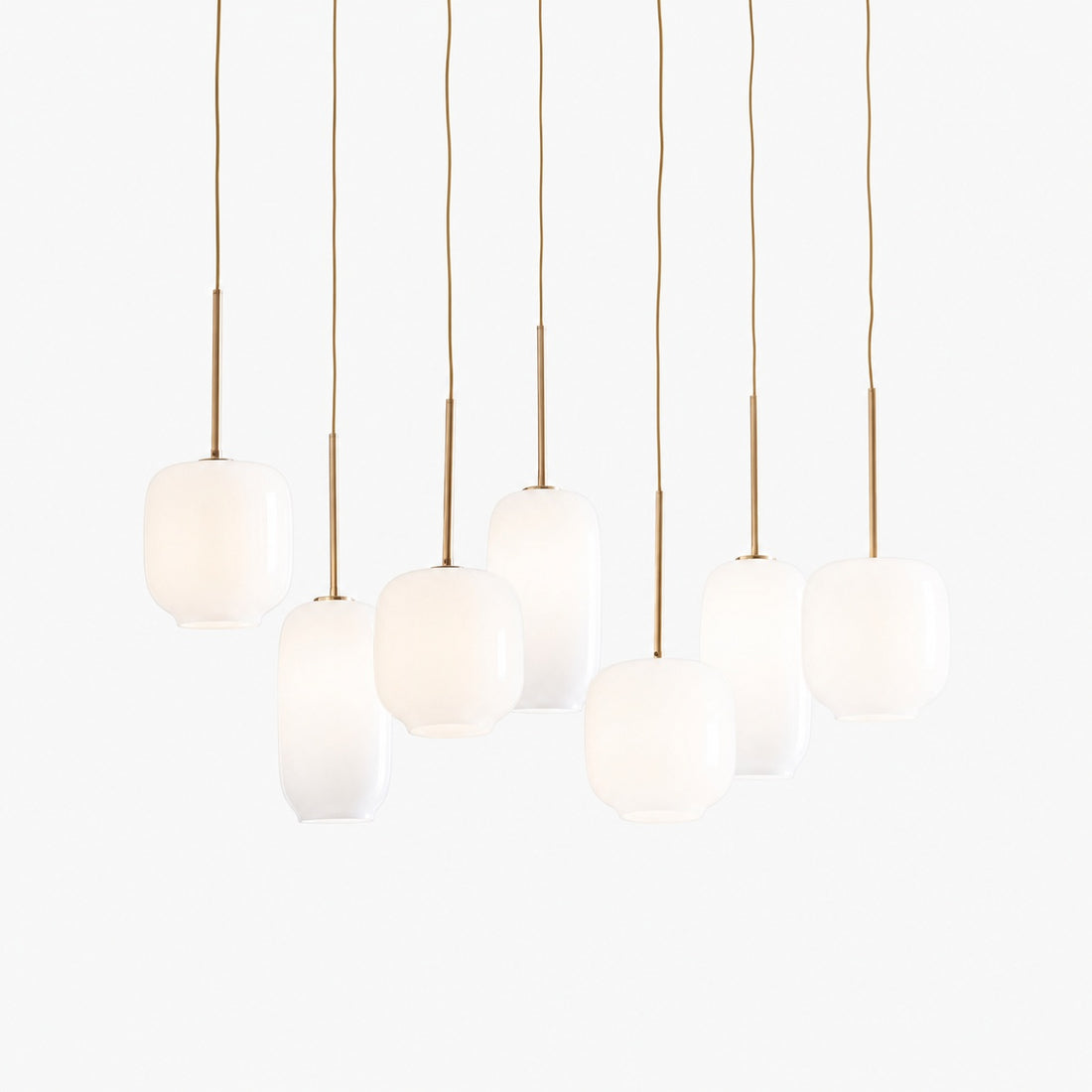 Lumivelle Sculptural 7-Light Chandelier – Adjustable Height Modern Glass Pendant