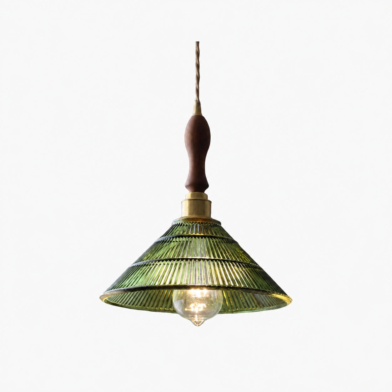 Ribilux Ribbed Pendant Light - Vintage Glass and Metal for Kitchen and Dining Room