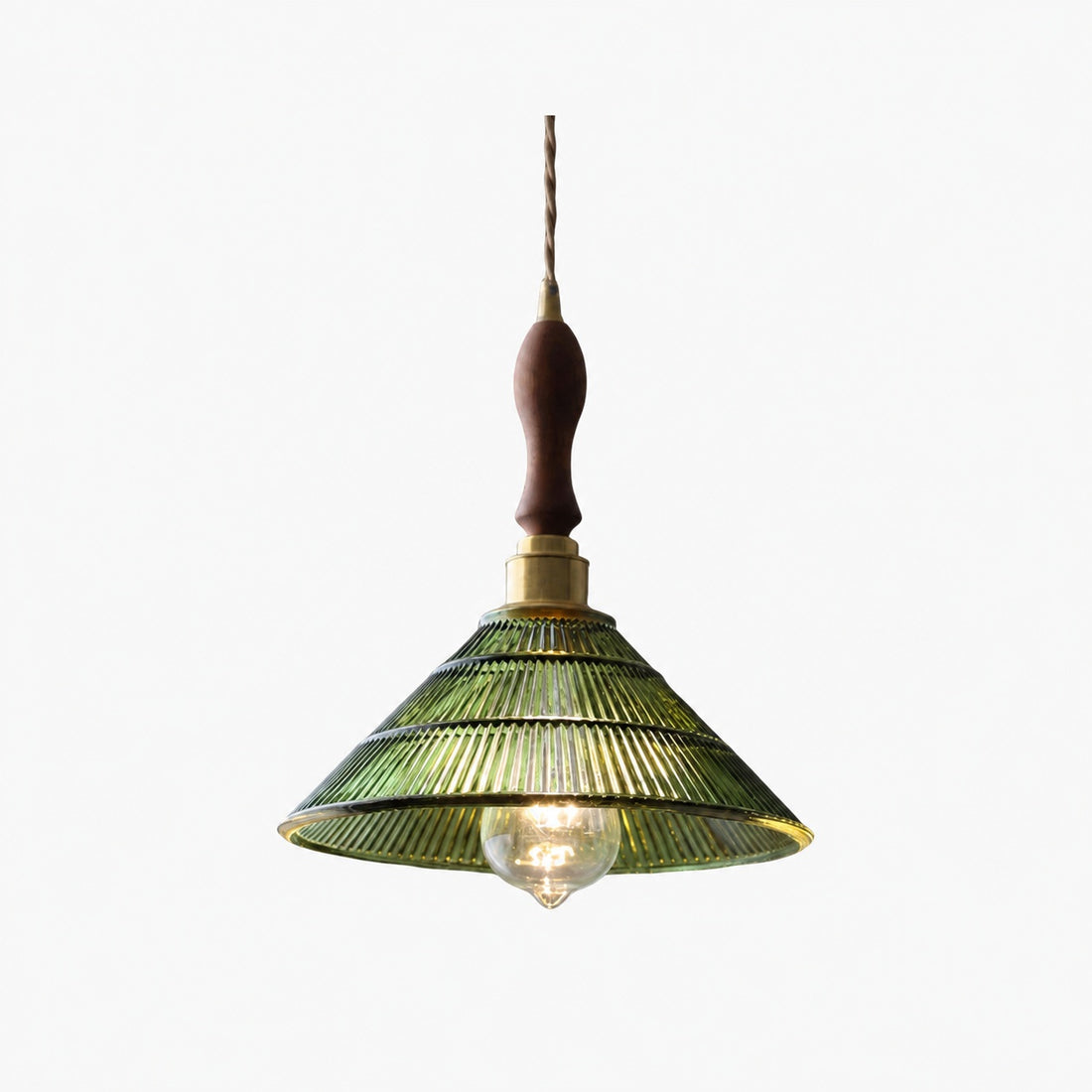 Ribilux Ribbed Pendant Light - Vintage Glass and Metal for Kitchen and Dining Room