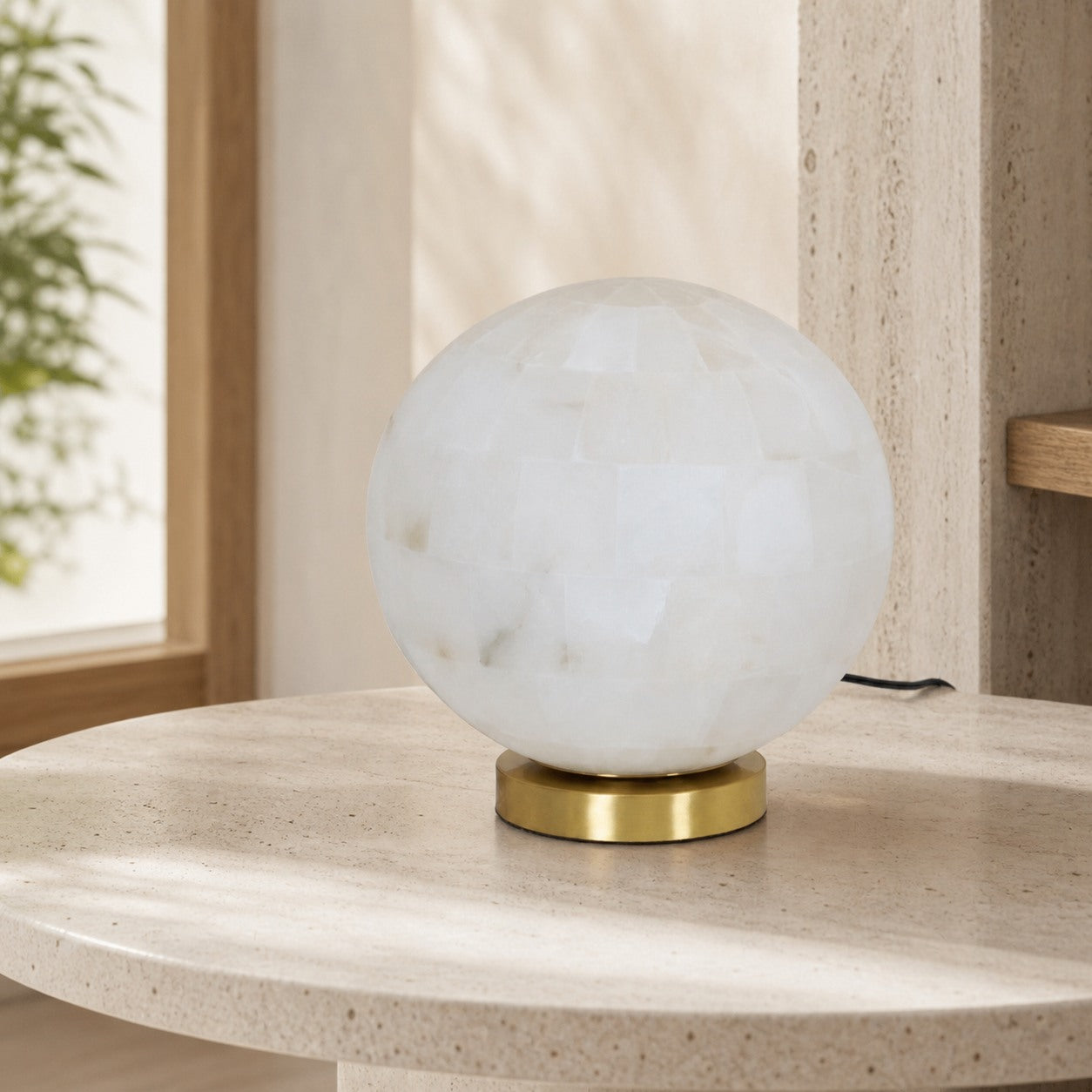 Alabaster Ball Table Lamp