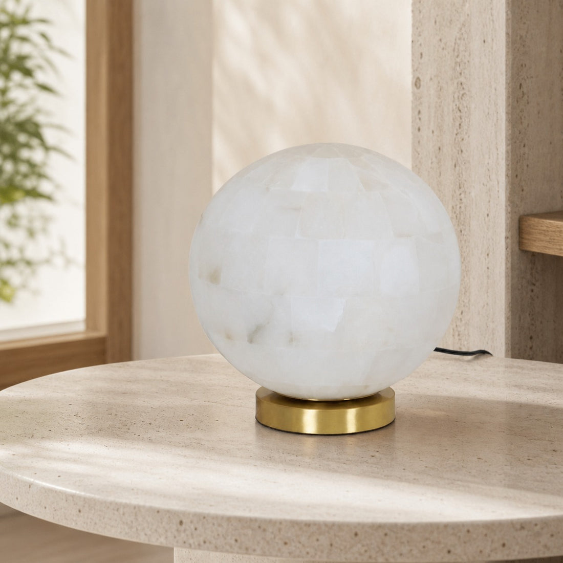 Alabaster Ball Table Lamp