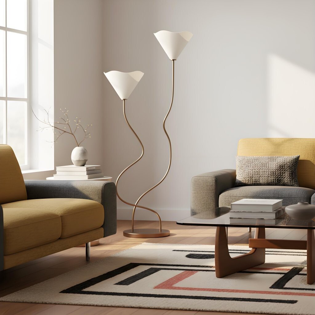 Kysara Floor Lamp - Dual-Stem Floral Design for Living Room