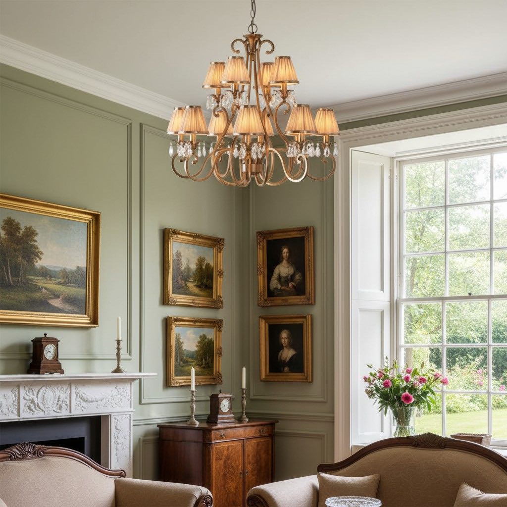 Talonis Multi-light Fabric Chandelier - Elegant Metal Curved Arms for Dining and Living