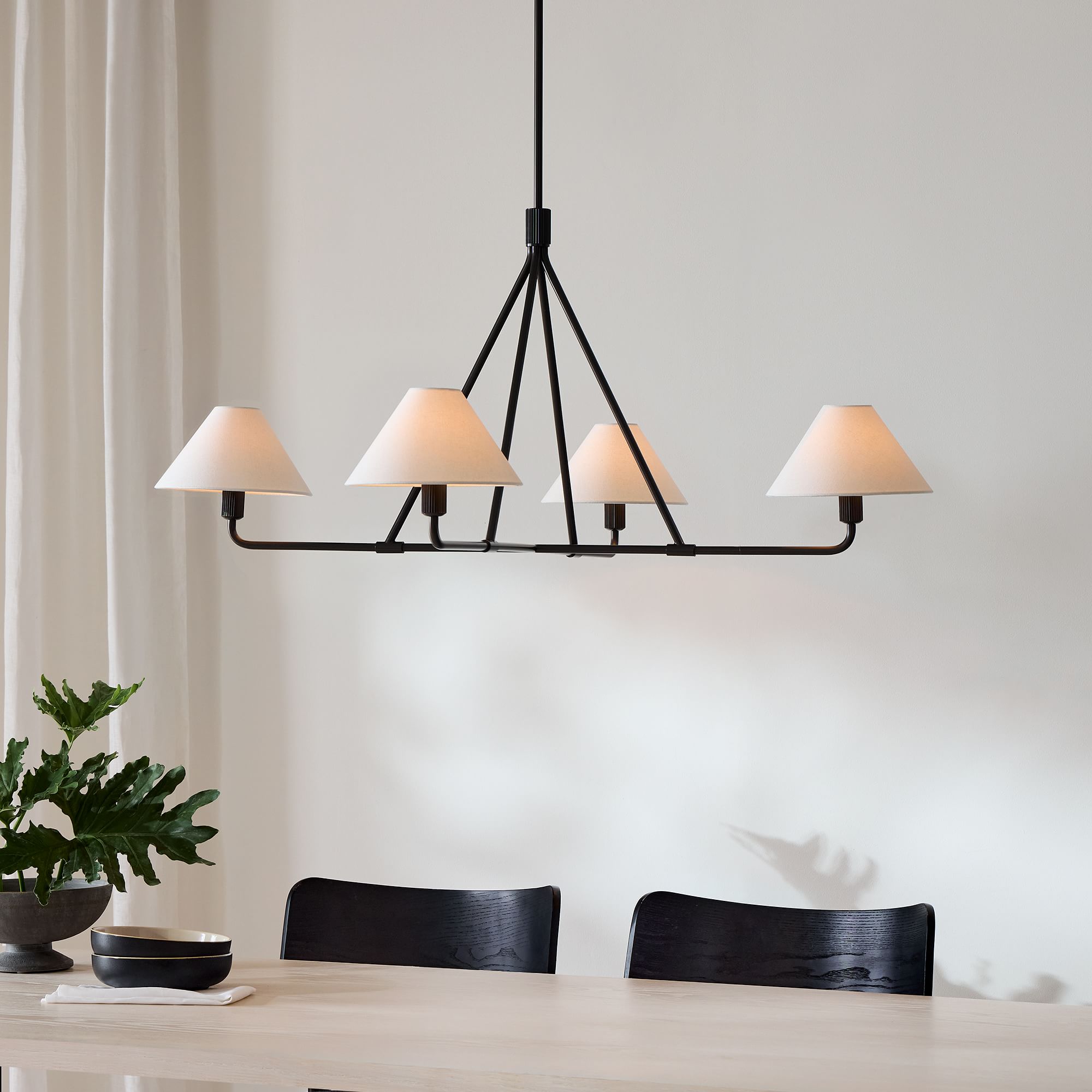 Diora Pendant Light -  Modern Metal Fixture with Linen Shades