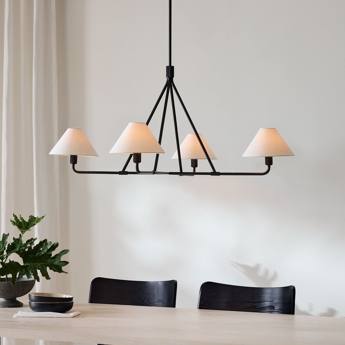 Diora Pendant Light -  Modern Metal Fixture with Linen Shades