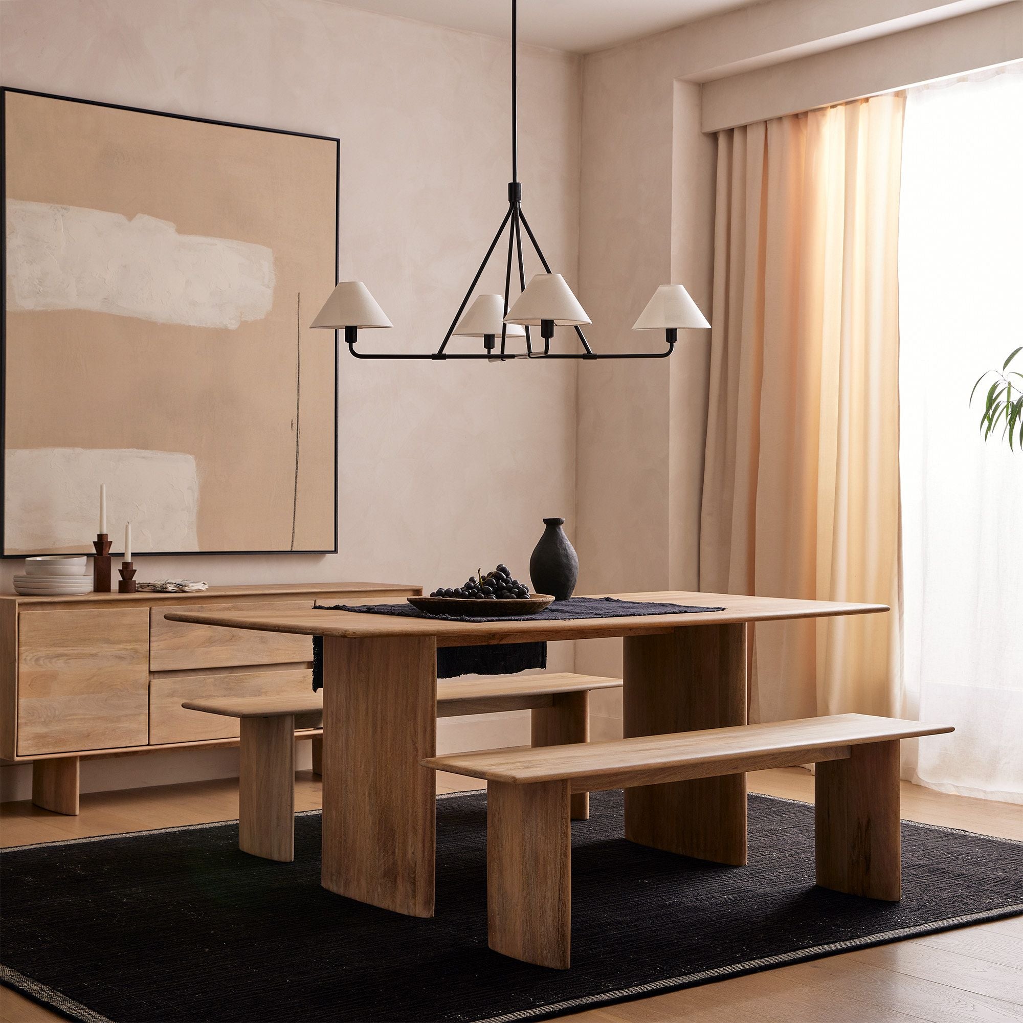 Diora Pendant Light -  Modern Metal Fixture with Linen Shades