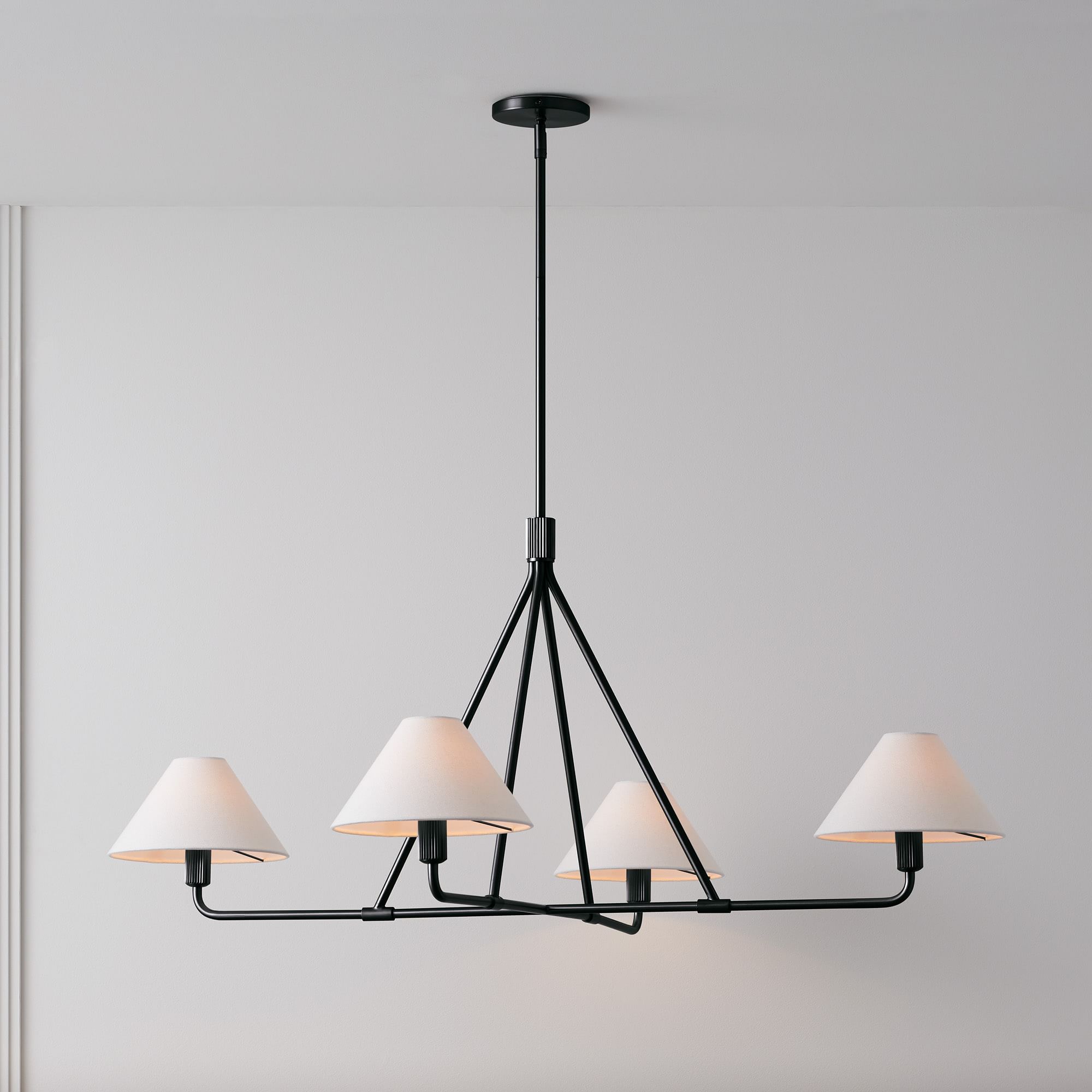 Diora Pendant Light -  Modern Metal Fixture with Linen Shades