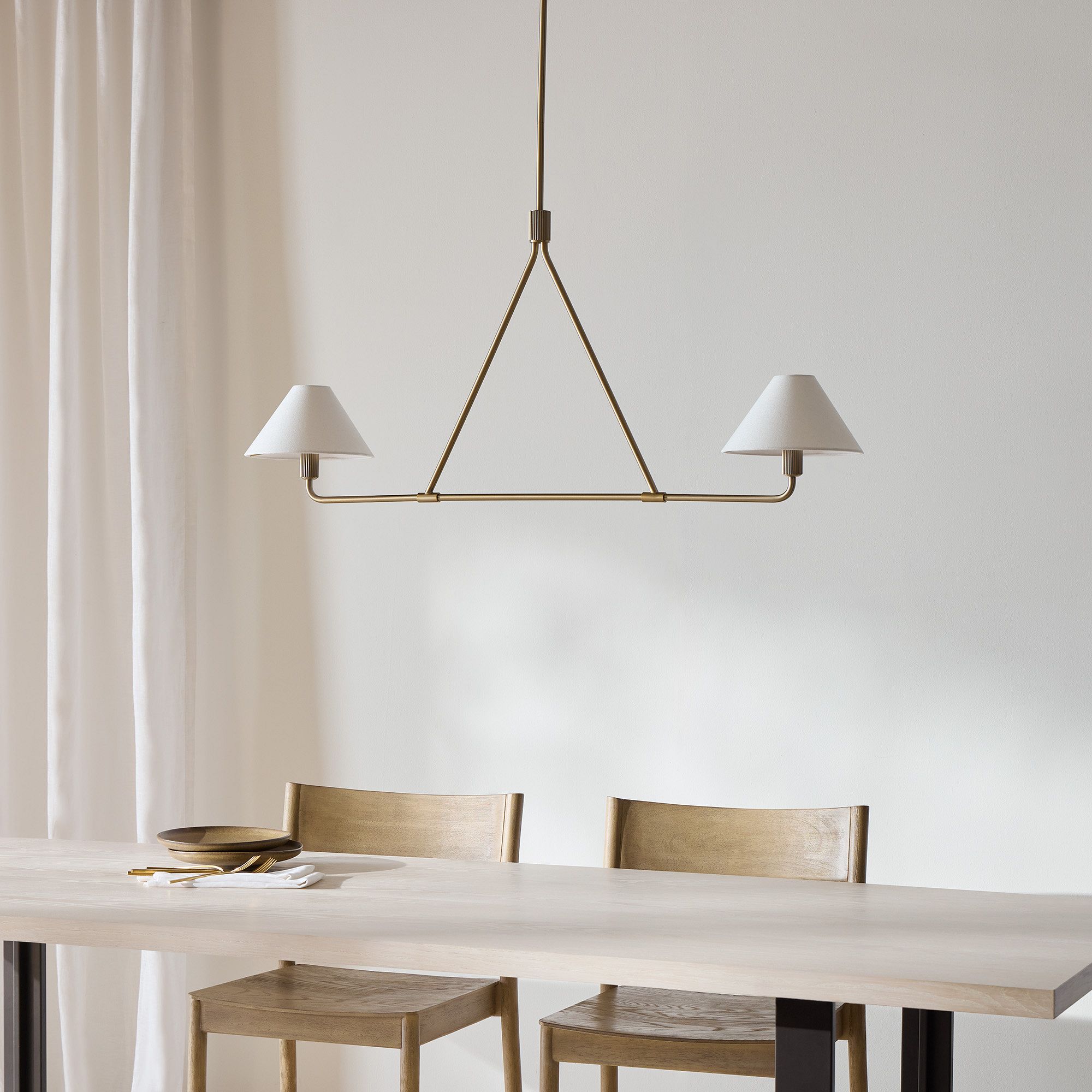 Diora Pendant Light -  Modern Metal Fixture with Linen Shades